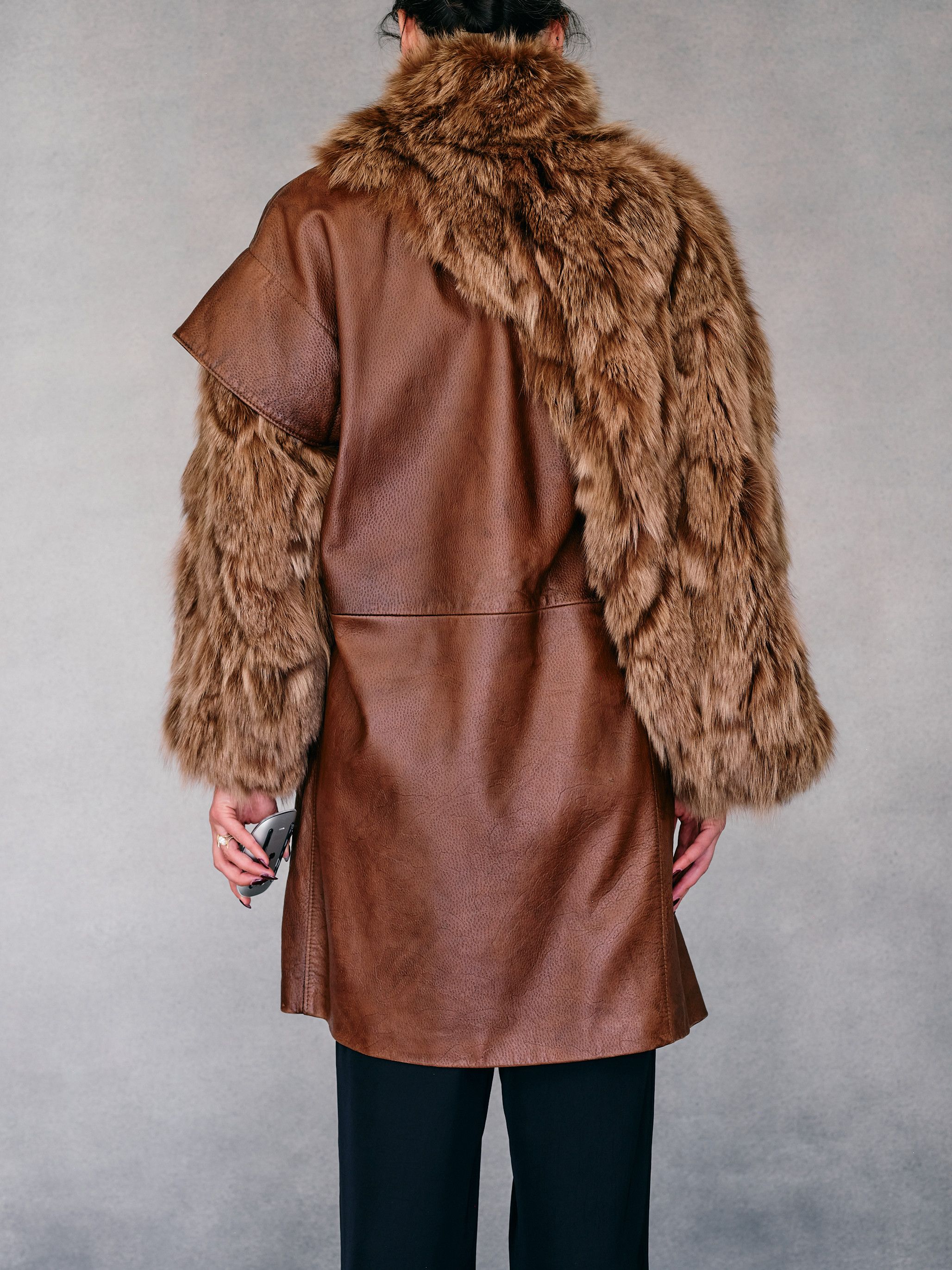Fendi Fendi leather & fox fur coat 1984 Size L / US 10 / IT 46 - 7 Thumbnail