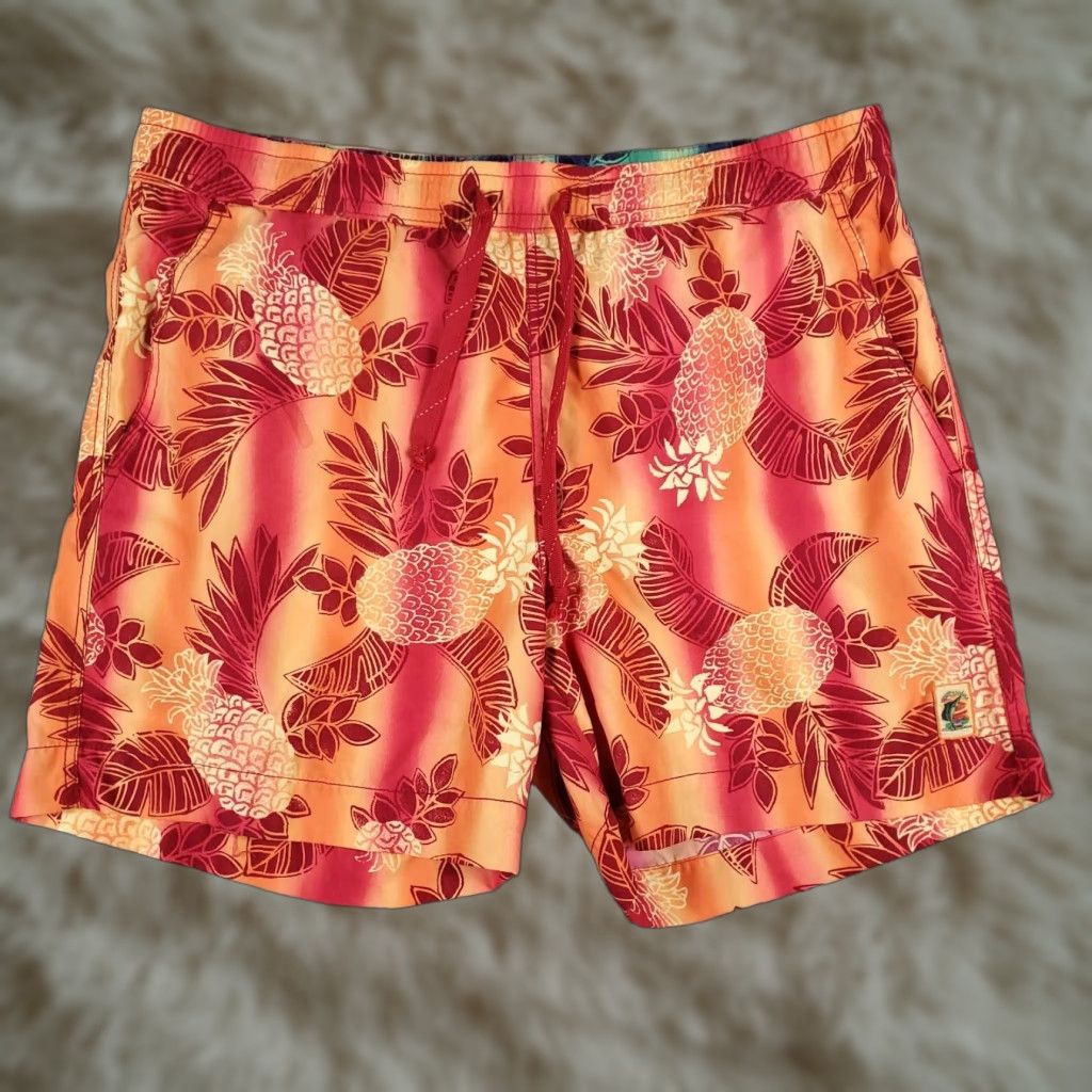 Tommy Bahama Tommy Bahama Swim Trunks Mens Medium Red Orange Tropical Beach Board Shorts Size US 31 - 1 Thumbnail