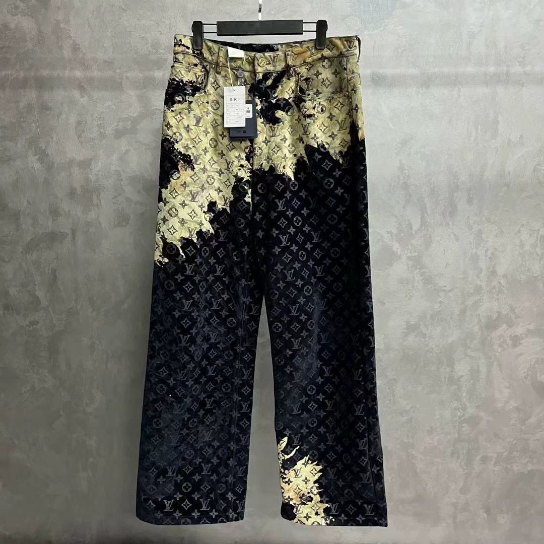 Louis Vuitton multicolor faded cloud pattern denim pants Size US 31 - 1 Thumbnail