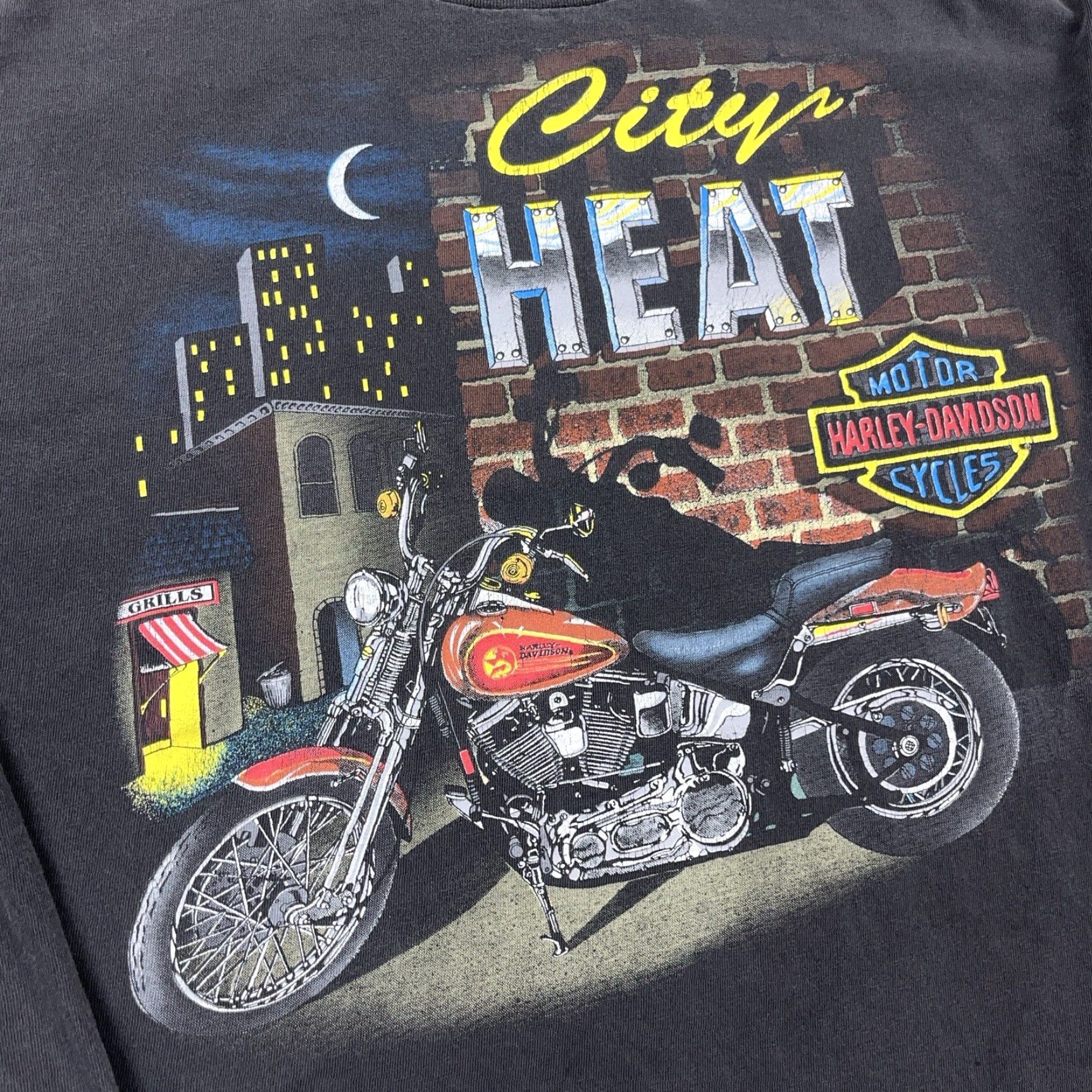 Harley Davidson VINTAGE Harley-Davidson Shirt Men L Black 90s Long Sleeve Graphic Print Logo City Nights Mens Large Black Harley-Davidson 90s Biker Retro Shirt Size US L / EU 52-54 / 3 - 4 Thumbnail