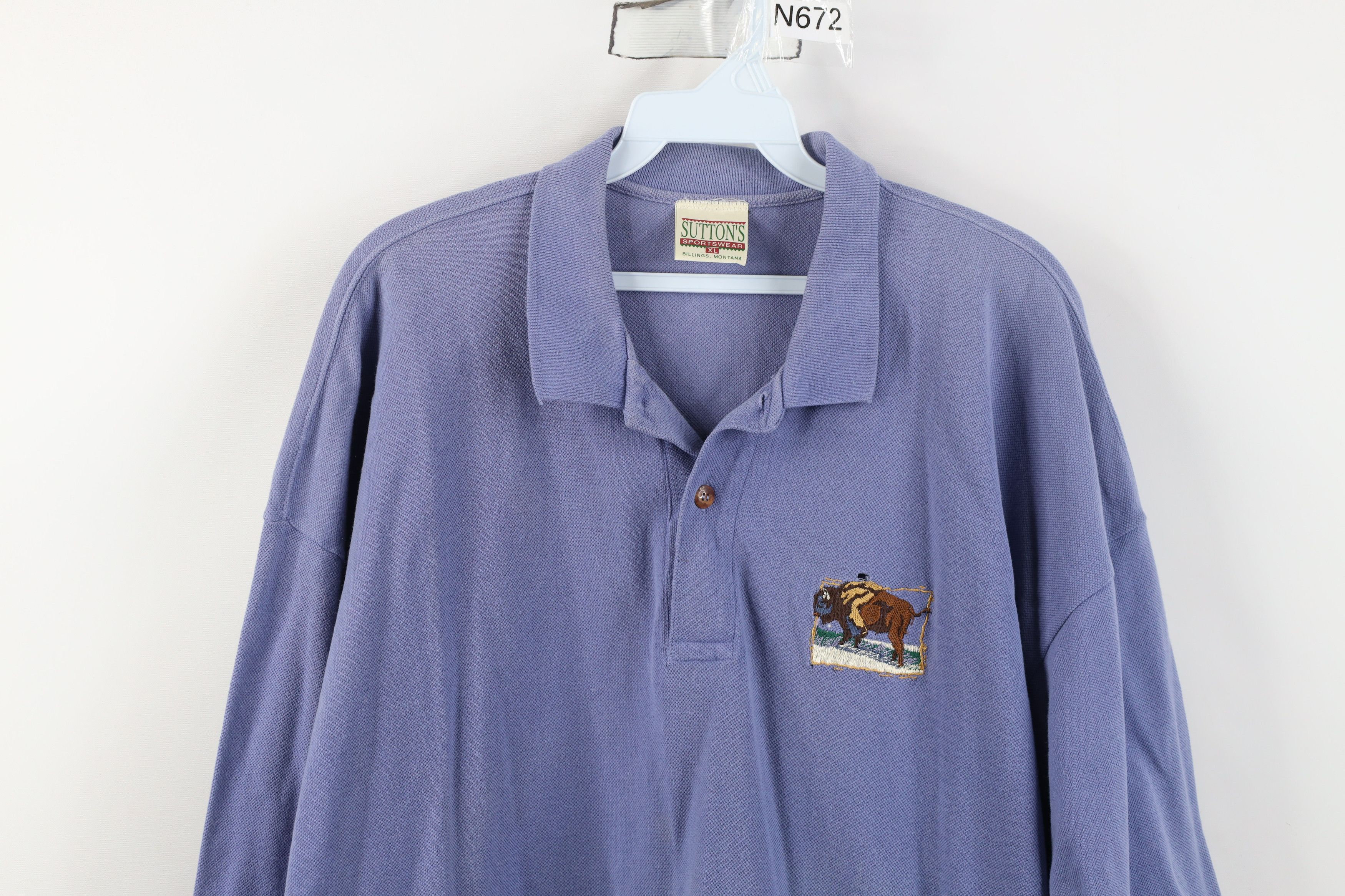 Vintage Vintage 90s Streetwear Nature Knit Polo Shirt Purple USA Size US XL / EU 56 / 4 - 2 Thumbnail
