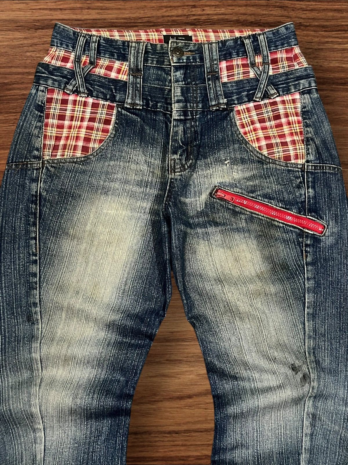Japanese Brand Vintage Japanese Brand Double Waist Plaid Pocket Jeans Size US 31 - 4 Thumbnail