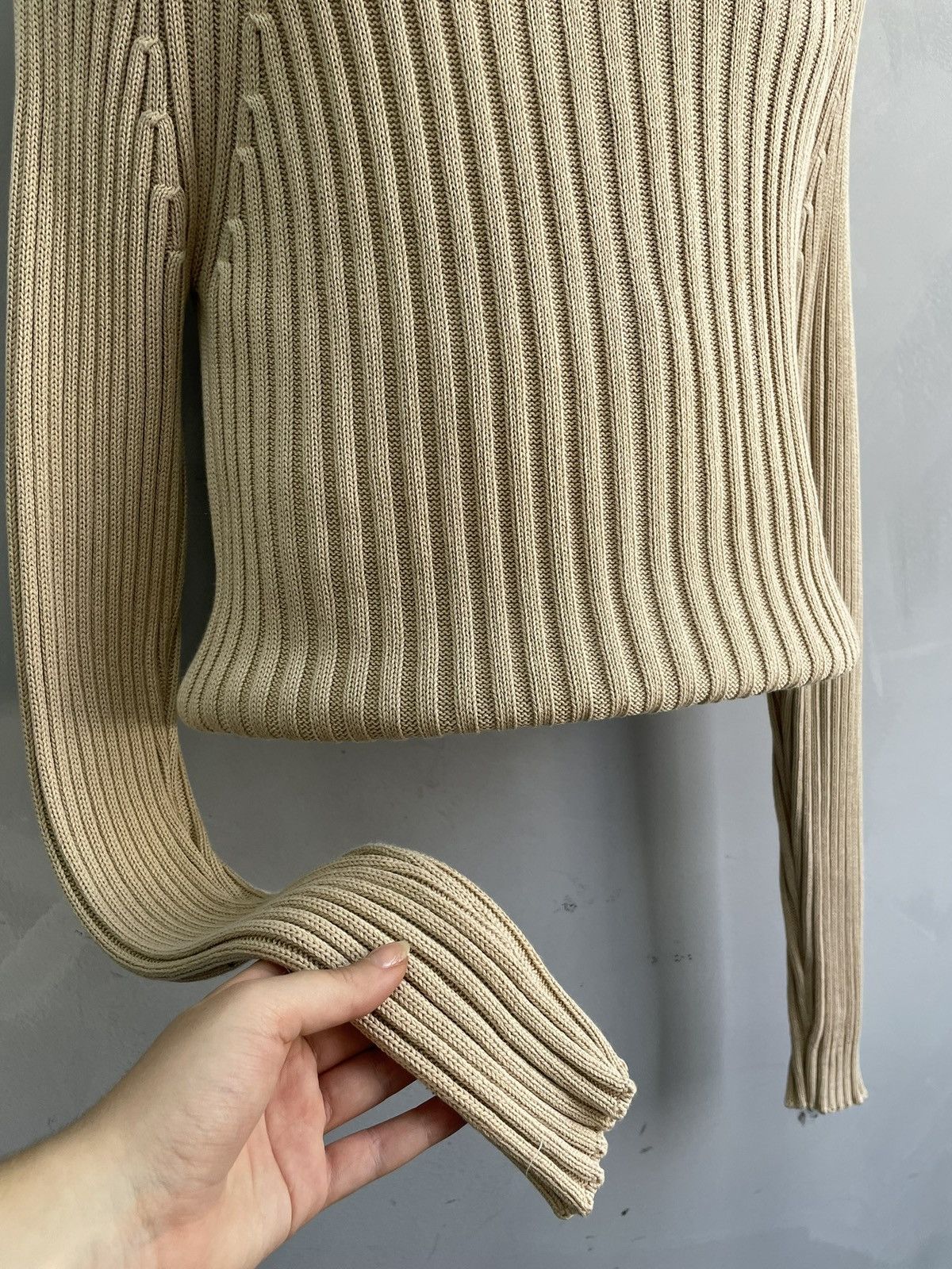 Diesel Diesel style Kapital Beige Ribbed Knit Sweater Size L y2k Size US L / EU 52-54 / 3 - 4 Thumbnail