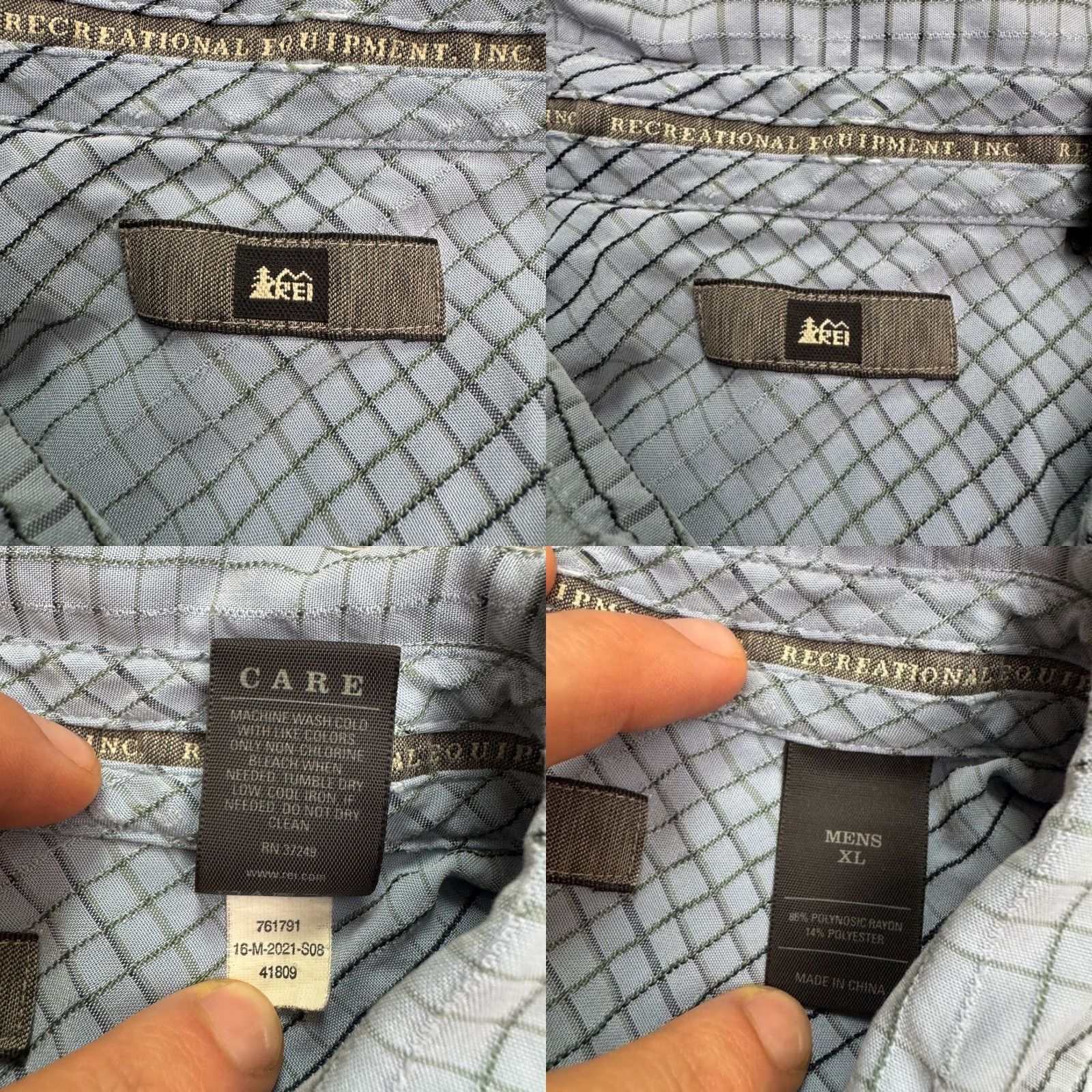 Vintage REI Button-Down Shirt Mens XL Blue Green Plaid Short Sleeve Casual Outdoor Camp Shirt Size US XL / EU 56 / 4 - 8 Thumbnail
