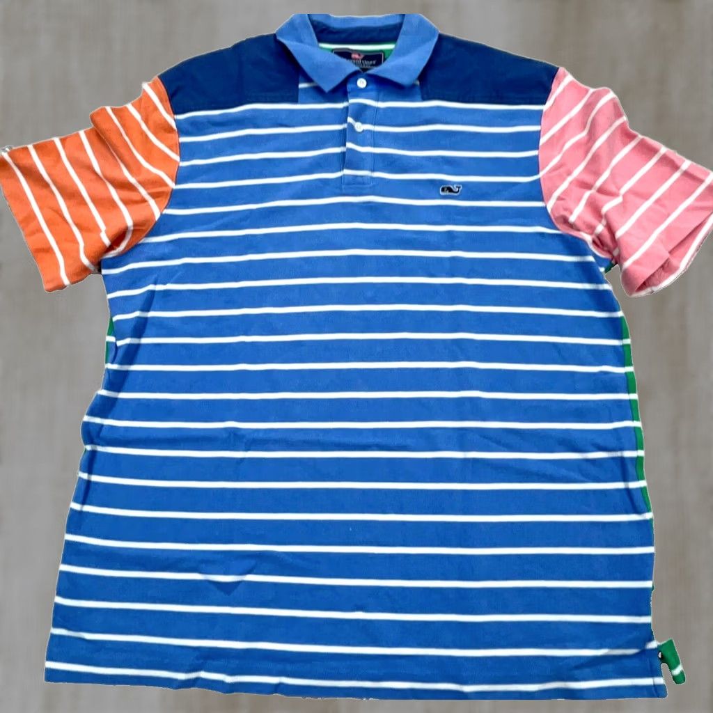 Vineyard Vines Vineyard Vines Polo Shirt Men Large Blue Pink Striped Colorblock Patchwork Fun Size US L / EU 52-54 / 3 - 1 Thumbnail