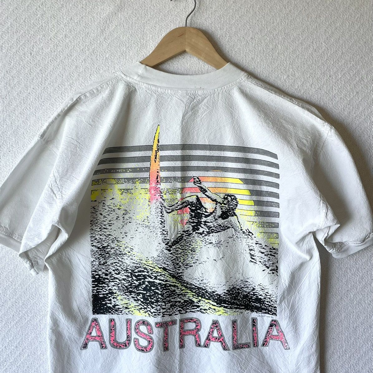Vintage 80s Australia Surf T Shirt Neon Graphic Endless Summer Beach Size US M / EU 48-50 / 2 - 2 Thumbnail