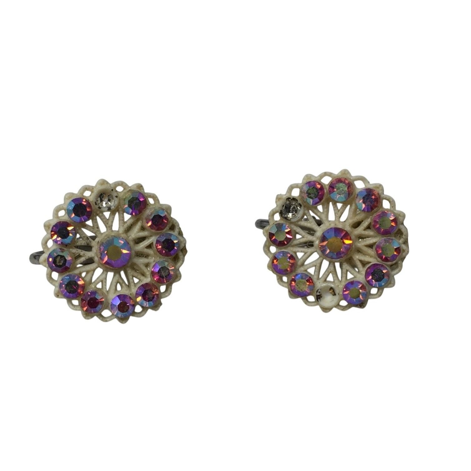 Other Women's White and Pink Rhinestone Clip On Earrings Size ONE SIZE - 1 Thumbnail