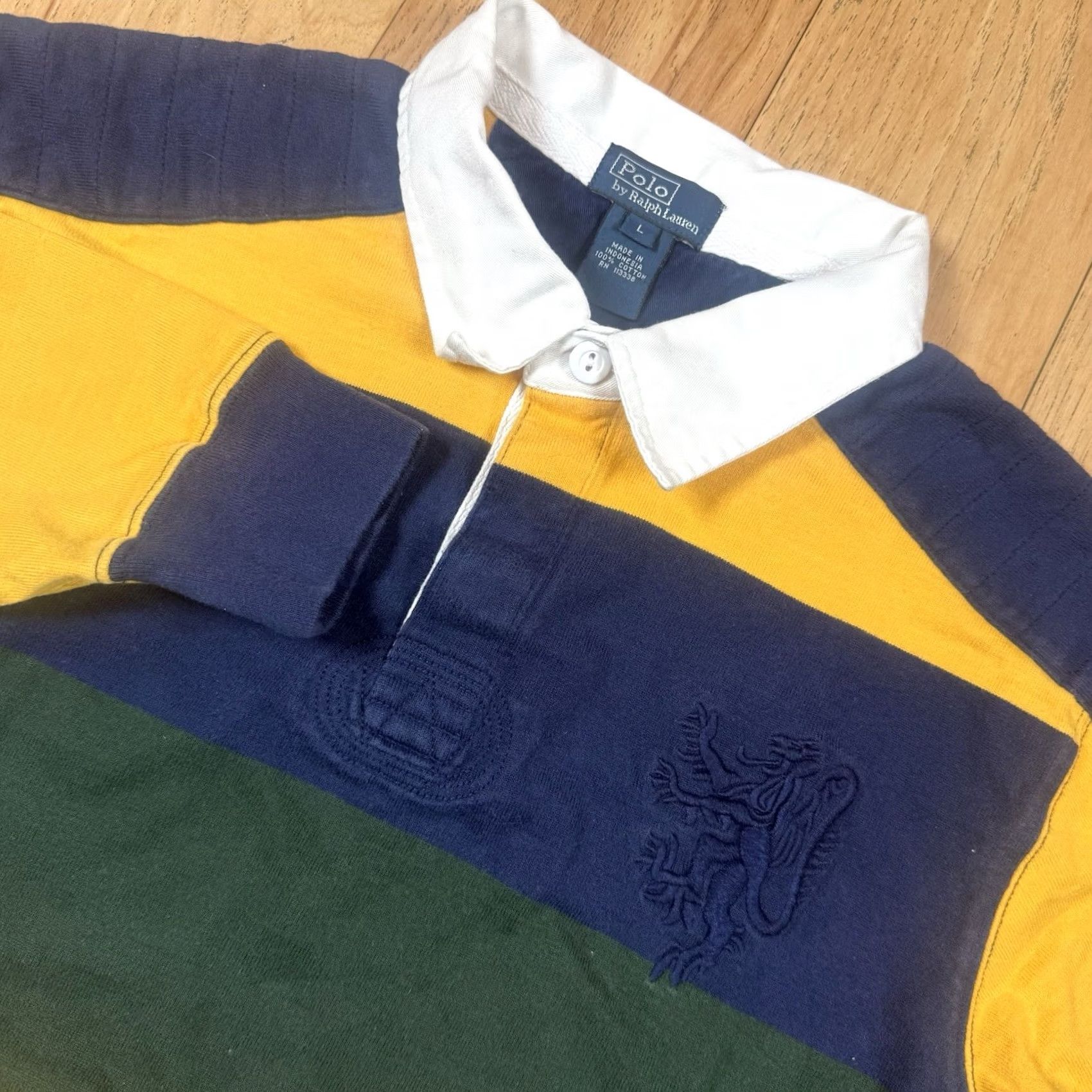Ralph Lauren VTG Polo Ralph Lauren Rugby Shirt Mens Large Lion Embroidered Stripe Long Sleeve Size US L / EU 52-54 / 3 - 2 Thumbnail