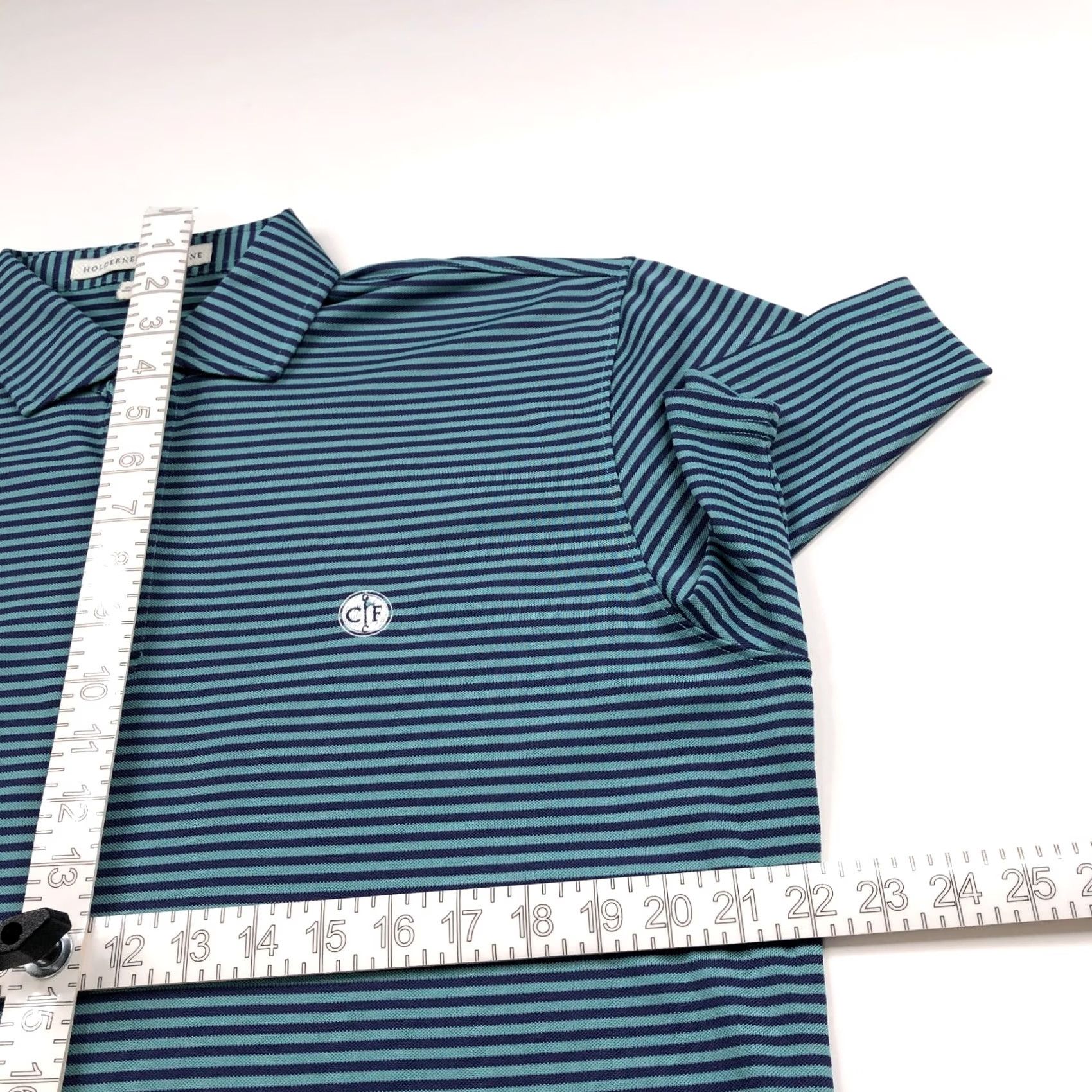 Vintage Holderness & Bourne Polo Shirt LG Golf SS Button Striped Blue Green Shirt Men's Size US L / EU 52-54 / 3 - 3 Thumbnail