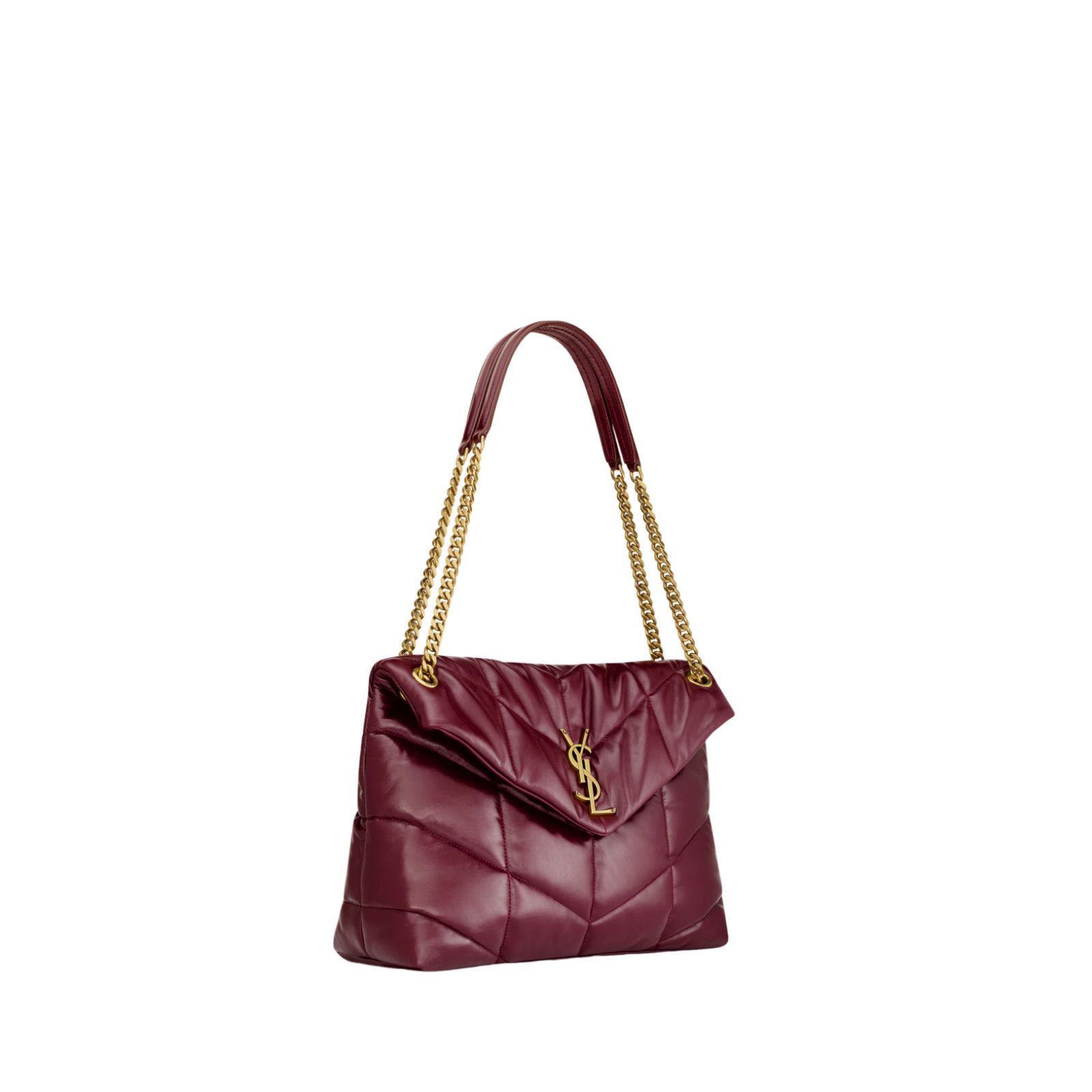 Saint Laurent Paris SAINT LAURENT Puffer Medium $4300 Dark Ruby Shiny Leather Sh Size ONE SIZE - 4 Thumbnail