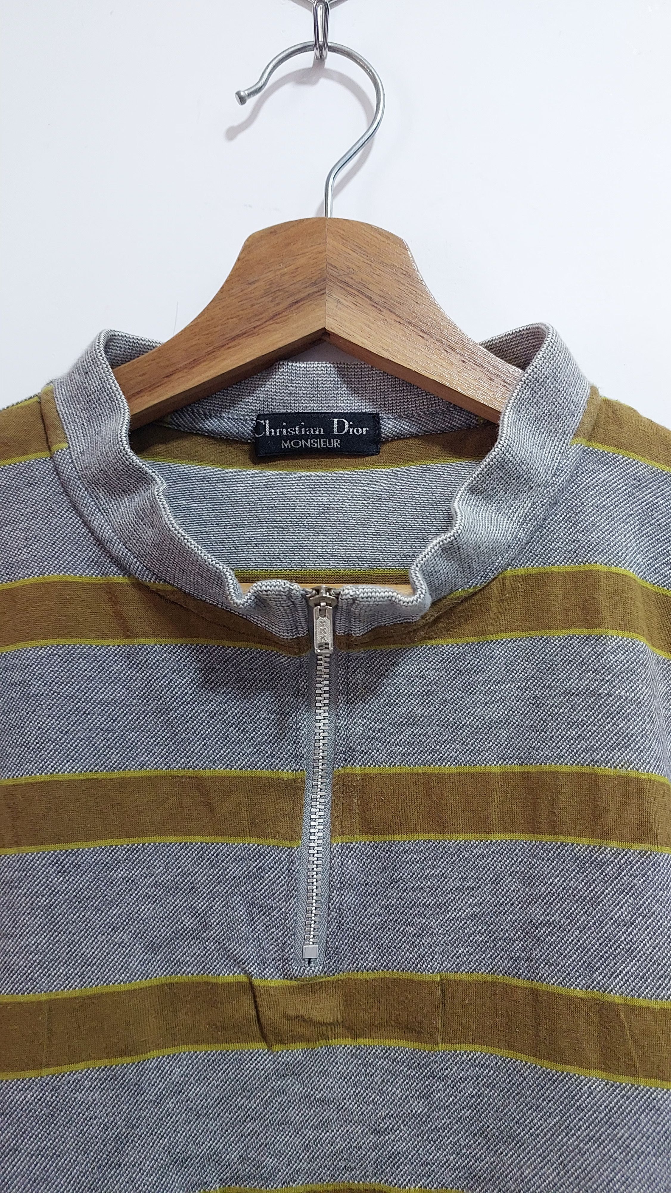 Christian Dior Monsieur VINTAGE CHRISTIAN DIOR MONSIEUR STRIPE HALF ZIPPER TSHIRT Size US L / EU 52-54 / 3 - 9 Thumbnail