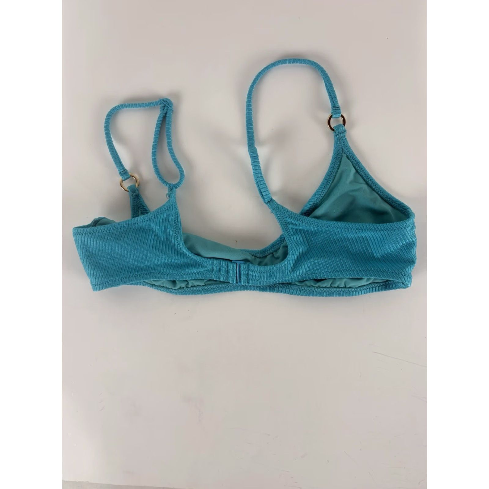 Vintage Aerie Turquoise Bikini Top Womens M Scoop V-Neck No Padding Adjustable Strap Back Logo Beach Modern Size M / US 6-8 / IT 42-44 - 2 Thumbnail