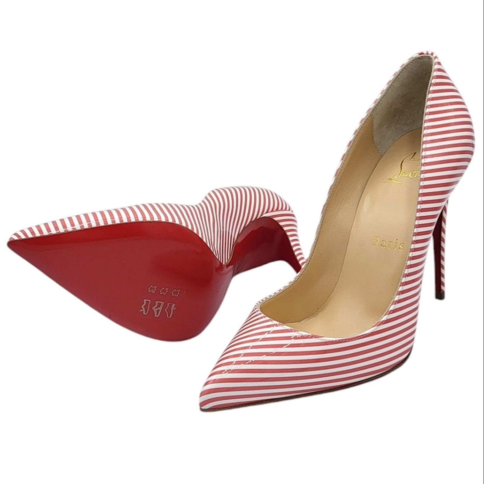 Christian Louboutin Christian Louboutin Pigalle Follies Striped Leather Pumps 36 Size US 5.5 / IT 35.5 - 1 Thumbnail