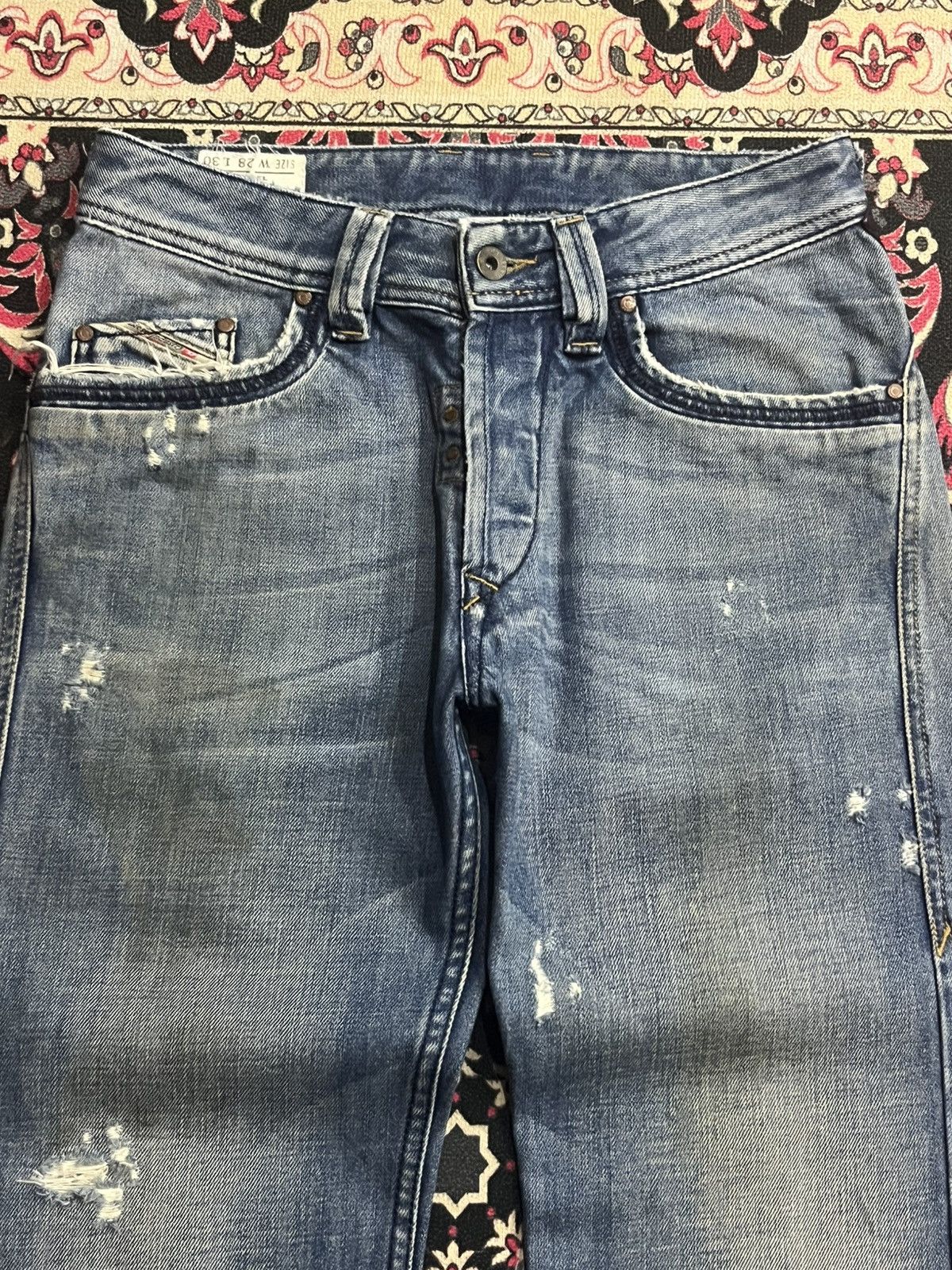 Diesel ⚡️Loose Leg⚡️Vintage Diesel Busky Buttonfly Distressed Jeans Size US 28 / EU 44 - 4 Thumbnail