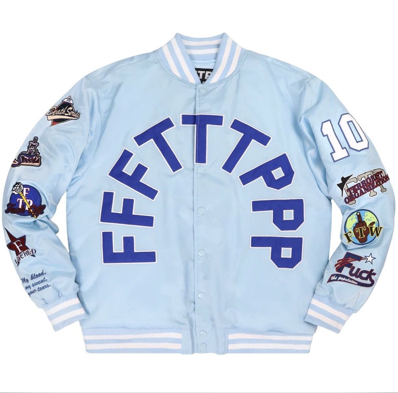 Fuck The Population FTP varsity jacket - baby blue Size US M / EU 48-50 / 2 - 4 Thumbnail