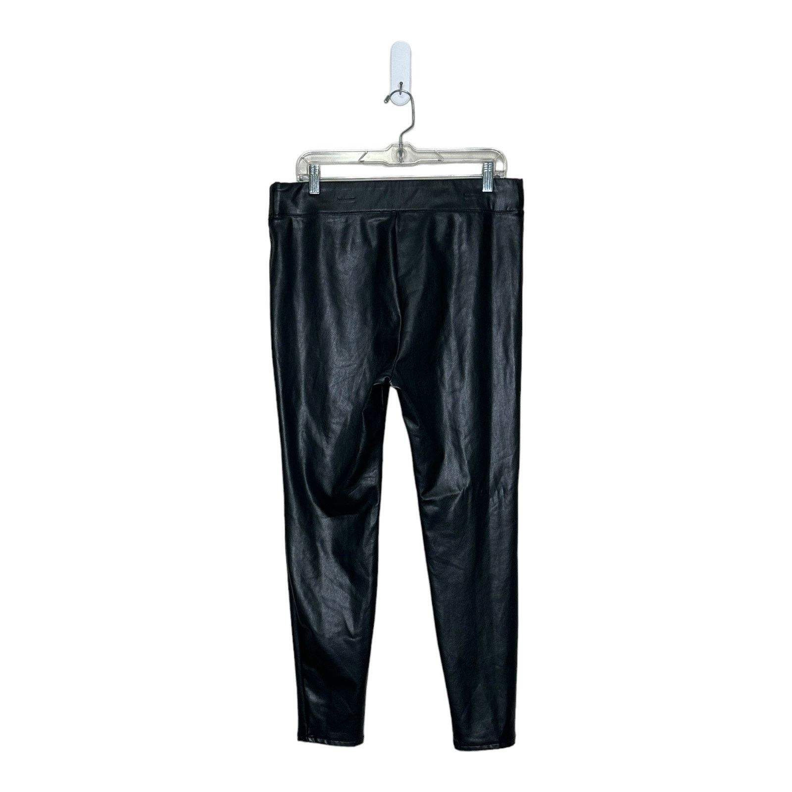 Vera Wang Simply Vera black faux leather pull on pants size Large Size 35" - 6 Thumbnail