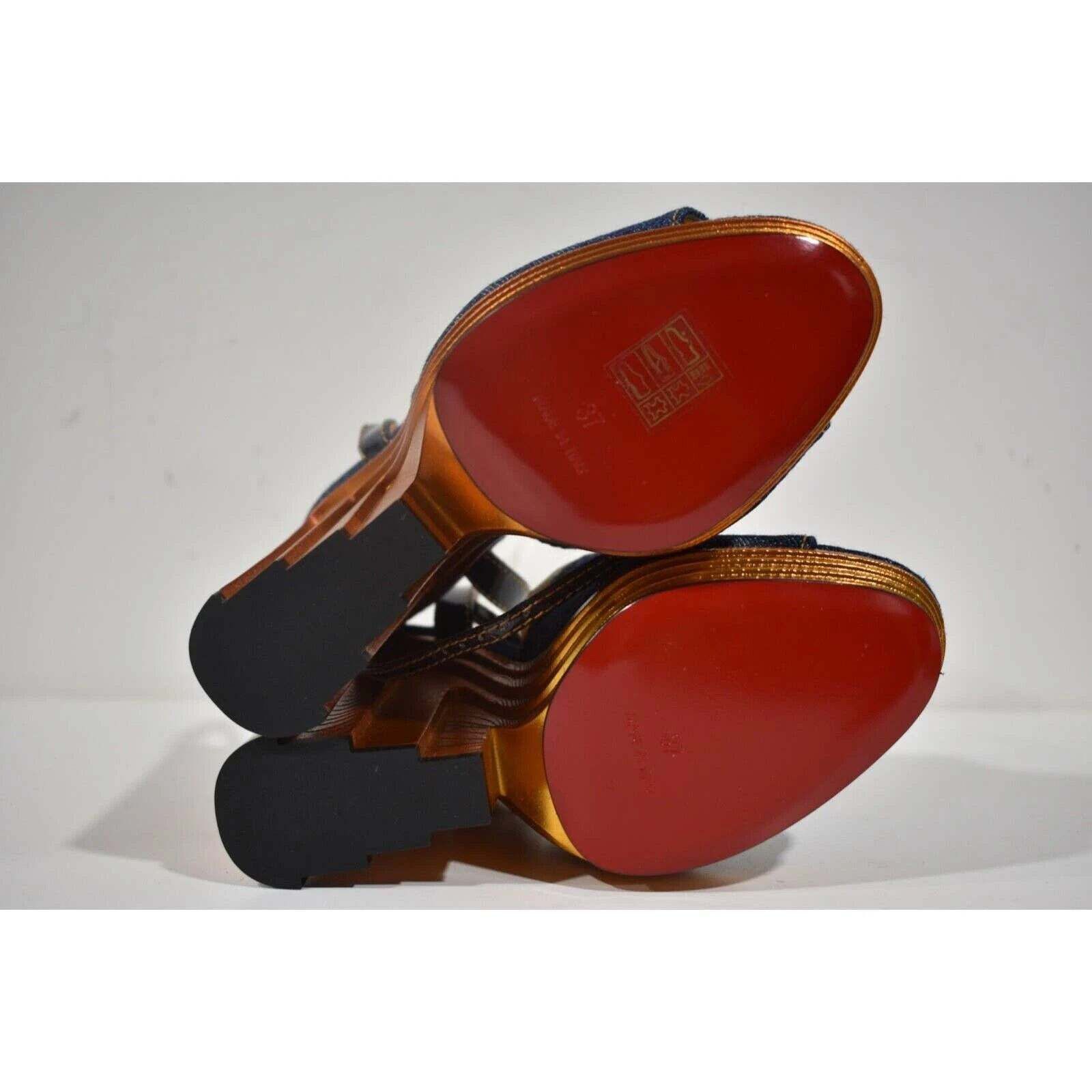 Christian Louboutin Mira Colunata 120 Denim Platform Wedge Sandal Heel Pump 37 Size US 7 / IT 37 - 12 Thumbnail