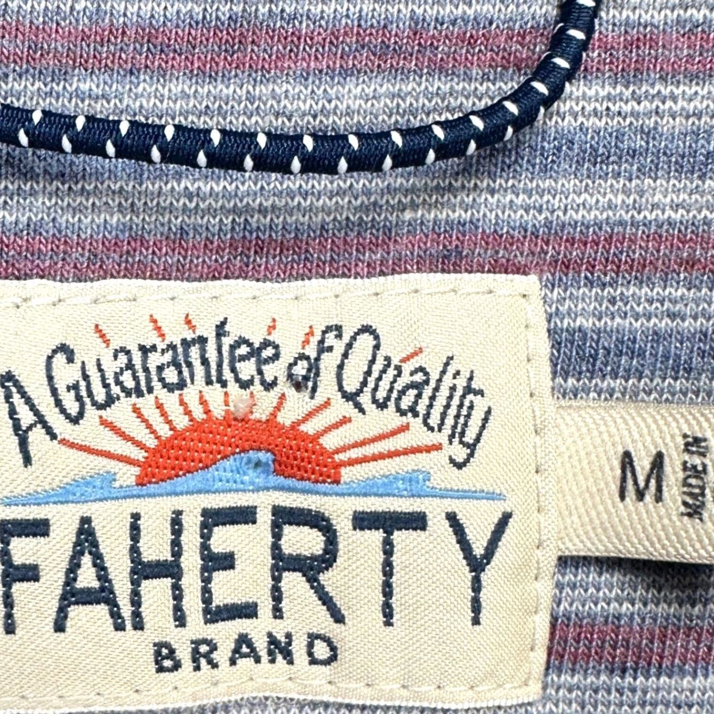 Faherty Faherty Polo Shirt Medium Red Blue Striped Short Sleeve Casual Stretch Rugby Men Size US M / EU 48-50 / 2 - 4 Thumbnail