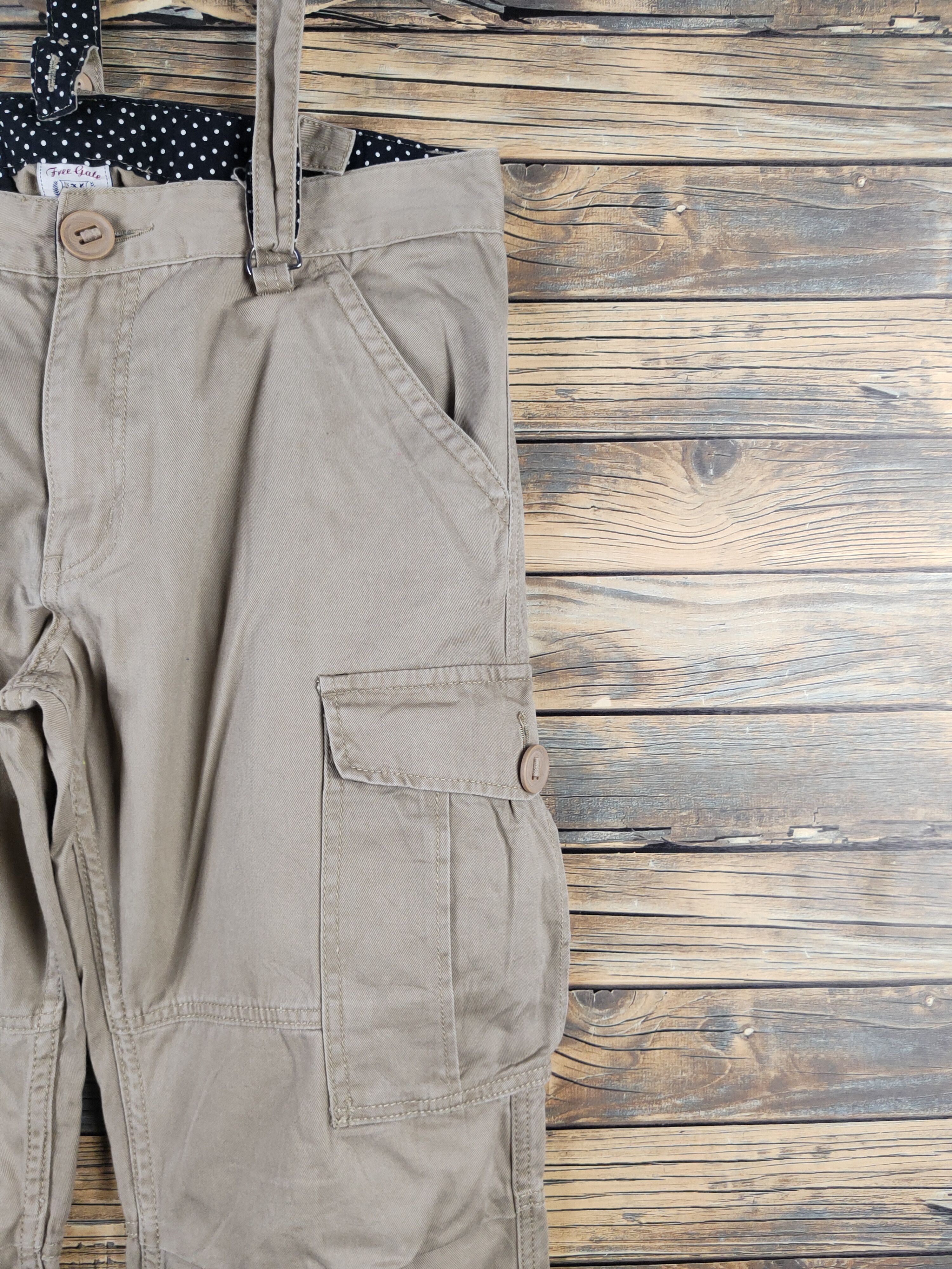 Japanese Brand DL Free Gate Beige Suspender Pants #1059 Size 32" / US 10 / IT 46 - 9 Thumbnail