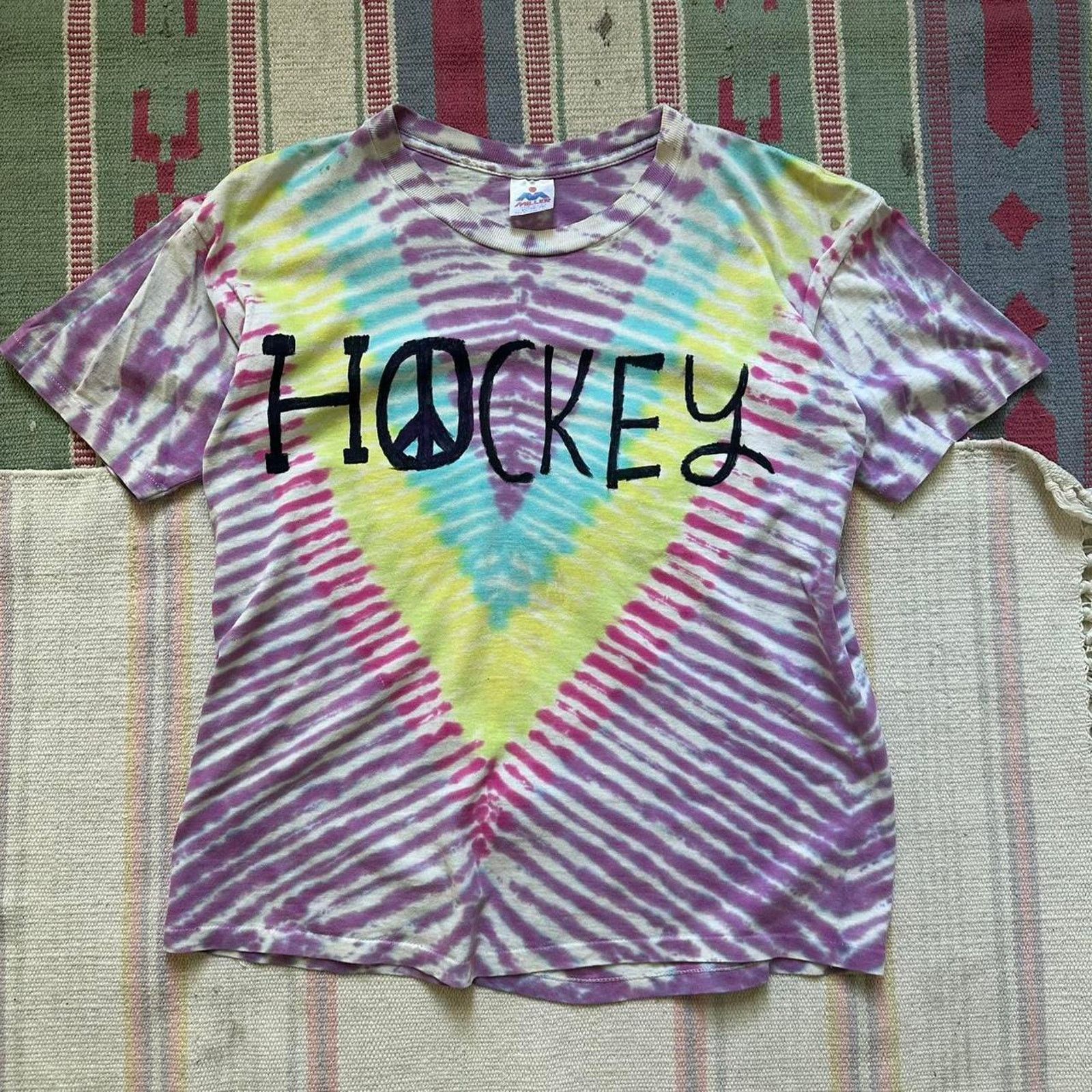 RARE VINTAGE 90S HAPPY HOCKEY PEACE CUSTOM TIE DYE SHIRT