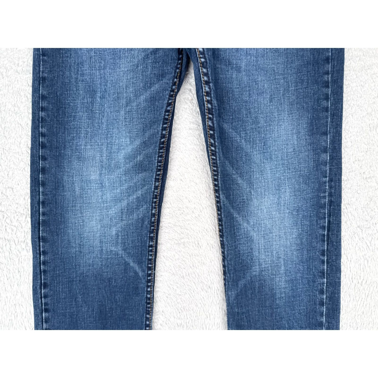 Vintage US Polo Assn Jeans Womens Straight 29 Blue Denim Cotton Blend Mid Rise 28x29 Distressed Zipper Button 90s Cowboy Theme Mens Womens Girls Size 29" - 3 Thumbnail