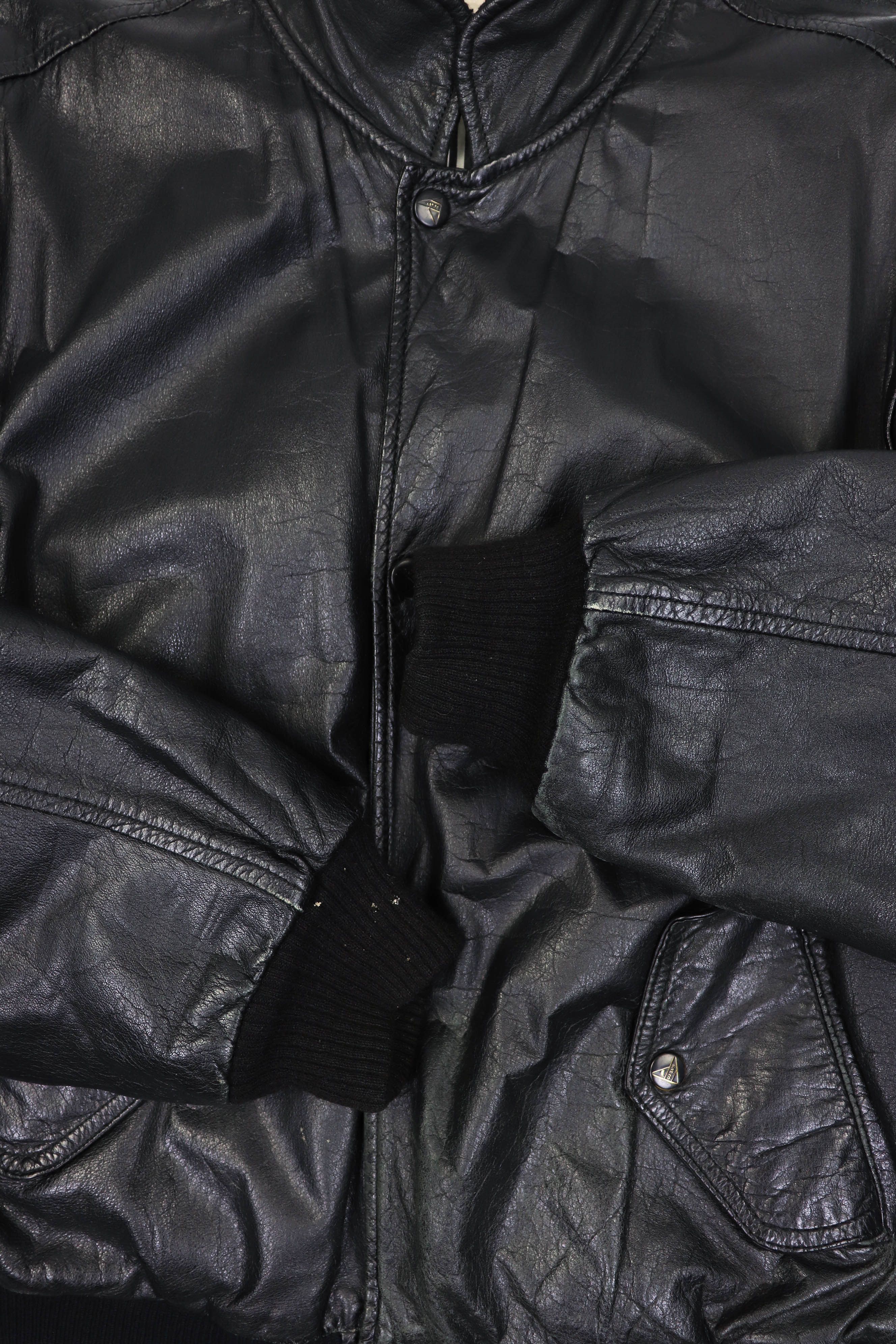 Vintage 90s Vintage Gatto Design Black Leather Bomber Jacket / Vest Size US M / EU 48-50 / 2 - 9 Thumbnail