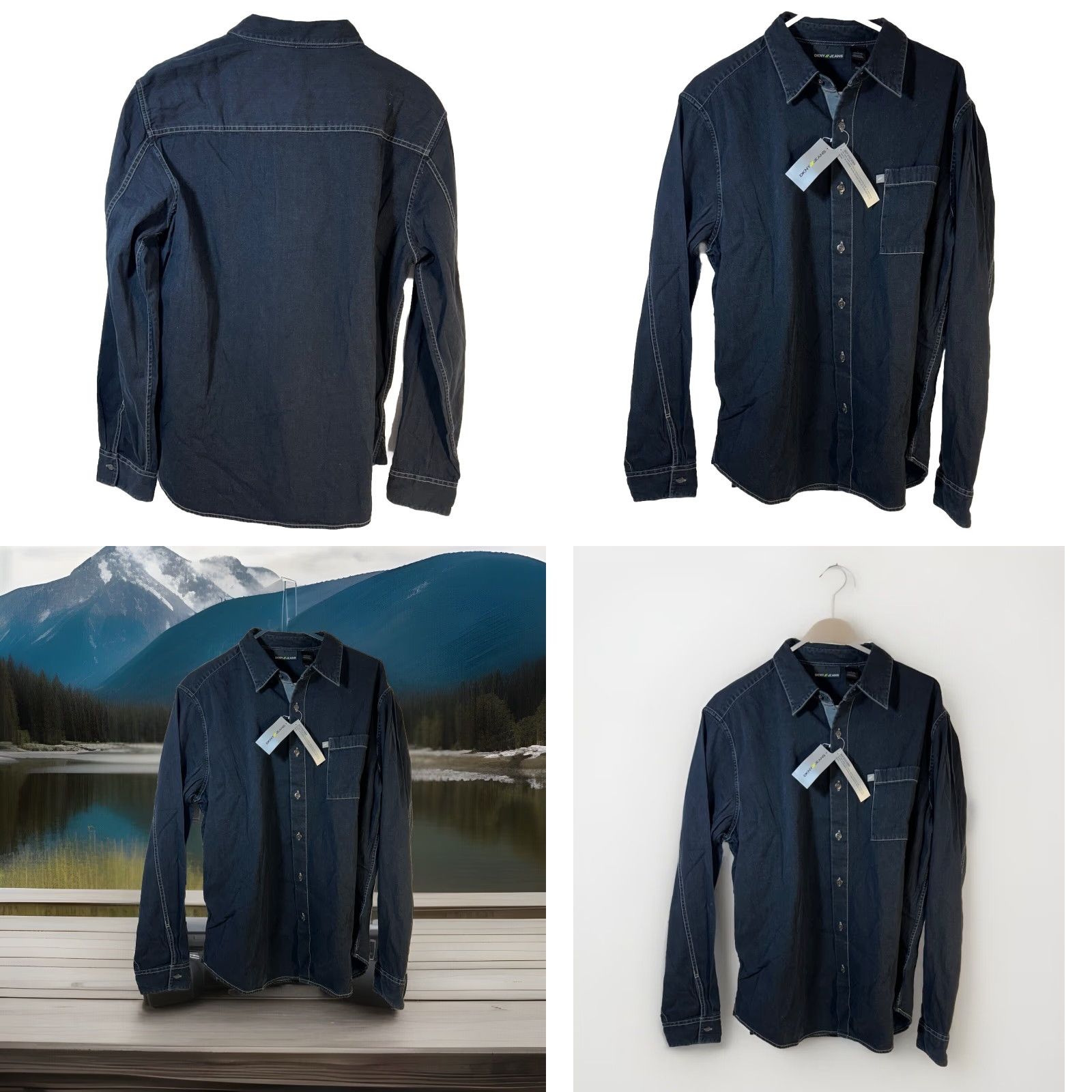 DKNY VINTAGE DKNY Button-Up Shirt Men Large Long Sleeve Collar Dark Denim NWT Style#KBRU6052 Size US L / EU 52-54 / 3 - 9 Thumbnail
