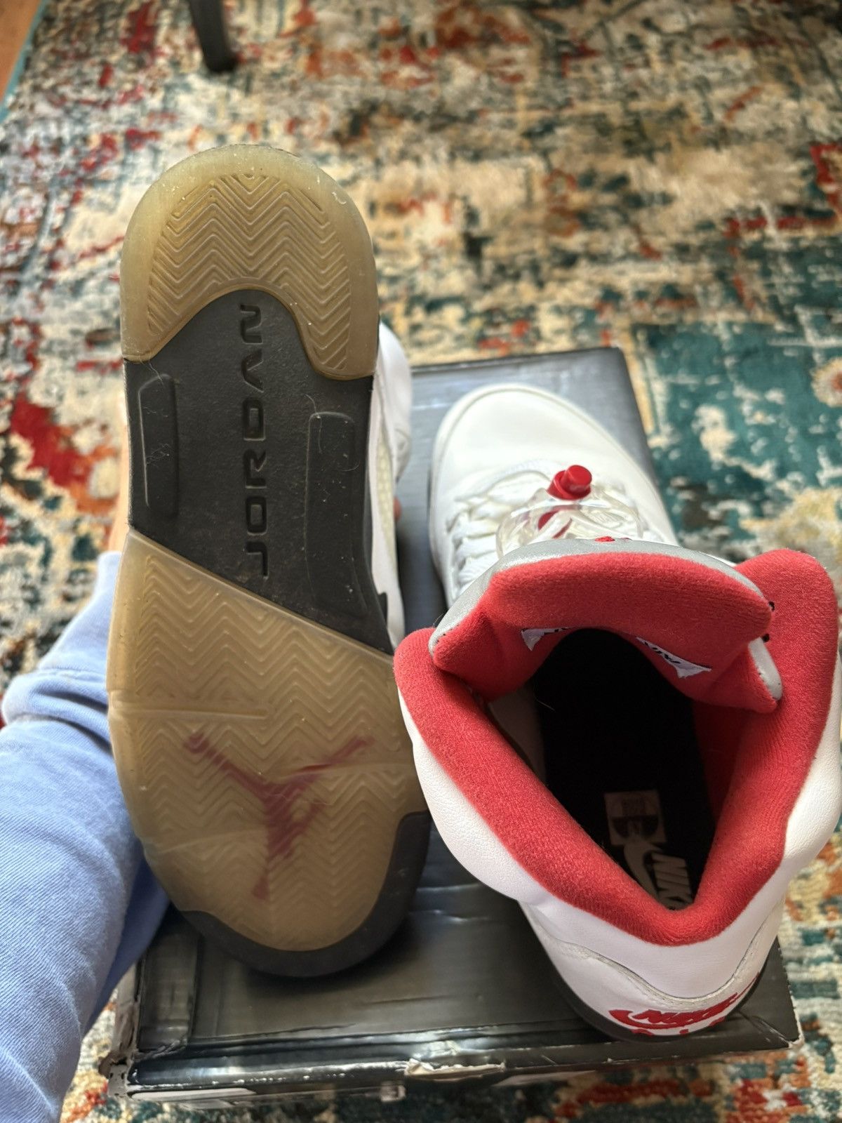 Jordan Brand True white/ fire red-black Air Jordan 5 Retro (GS) Size US 6 / EU 39 - 7 Thumbnail