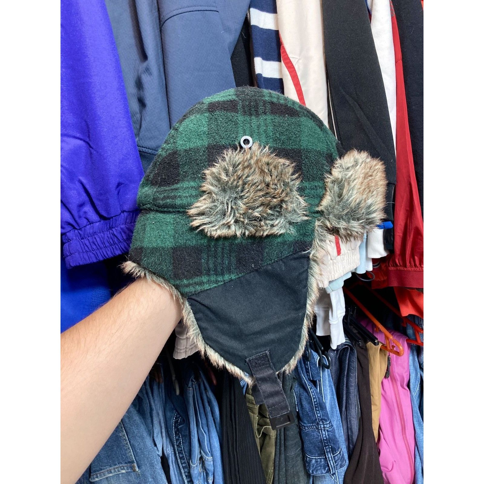 Japanese Brand × Vintage Red Wood Vintage Y2K USHANKA Mohair Fuzzy 90’s Hat+ Size ONE SIZE - 6 Thumbnail
