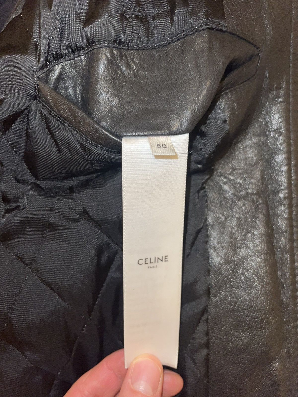 Celine CELINE x Hedi Slimane Leather Logo Bomber Jacket Size US M / EU 48-50 / 2 - 9 Thumbnail