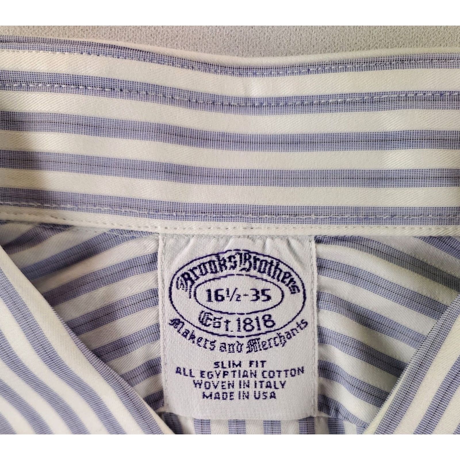 Brooks Brothers Brooks Brothers Shirt Button-Up Blue White Striped Mens L 16.5-35 Regular Long Sleeve Size US L / EU 52-54 / 3 - 2 Thumbnail