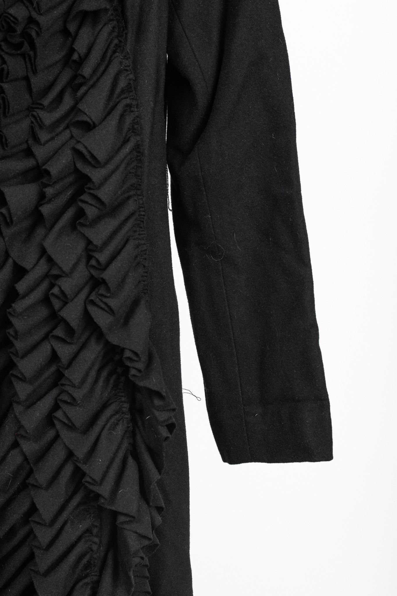 Other Sinclaire 10 Black Wool Ruffled-Front Coat Size S / US 4 / IT 40 - 16 Thumbnail