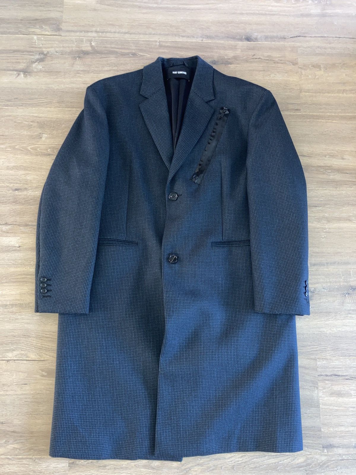 Raf Simons SS19 RUNWAY SCARF OVERSIZED SINGLE BREASTED BLACK/BLUE Size US M / EU 48-50 / 2 - 4 Thumbnail