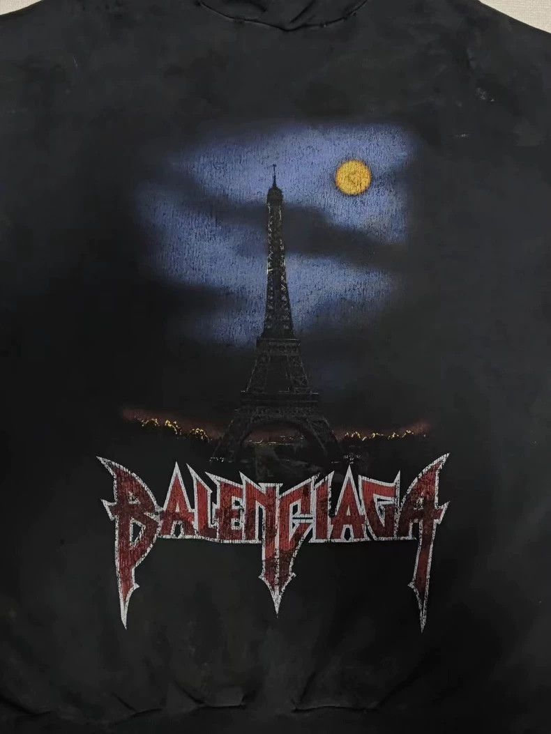 Balenciaga Balenciaga 23fw mud stained iron tower destroyed hooded swe Size US S / EU 44-46 / 1 - 3 Thumbnail