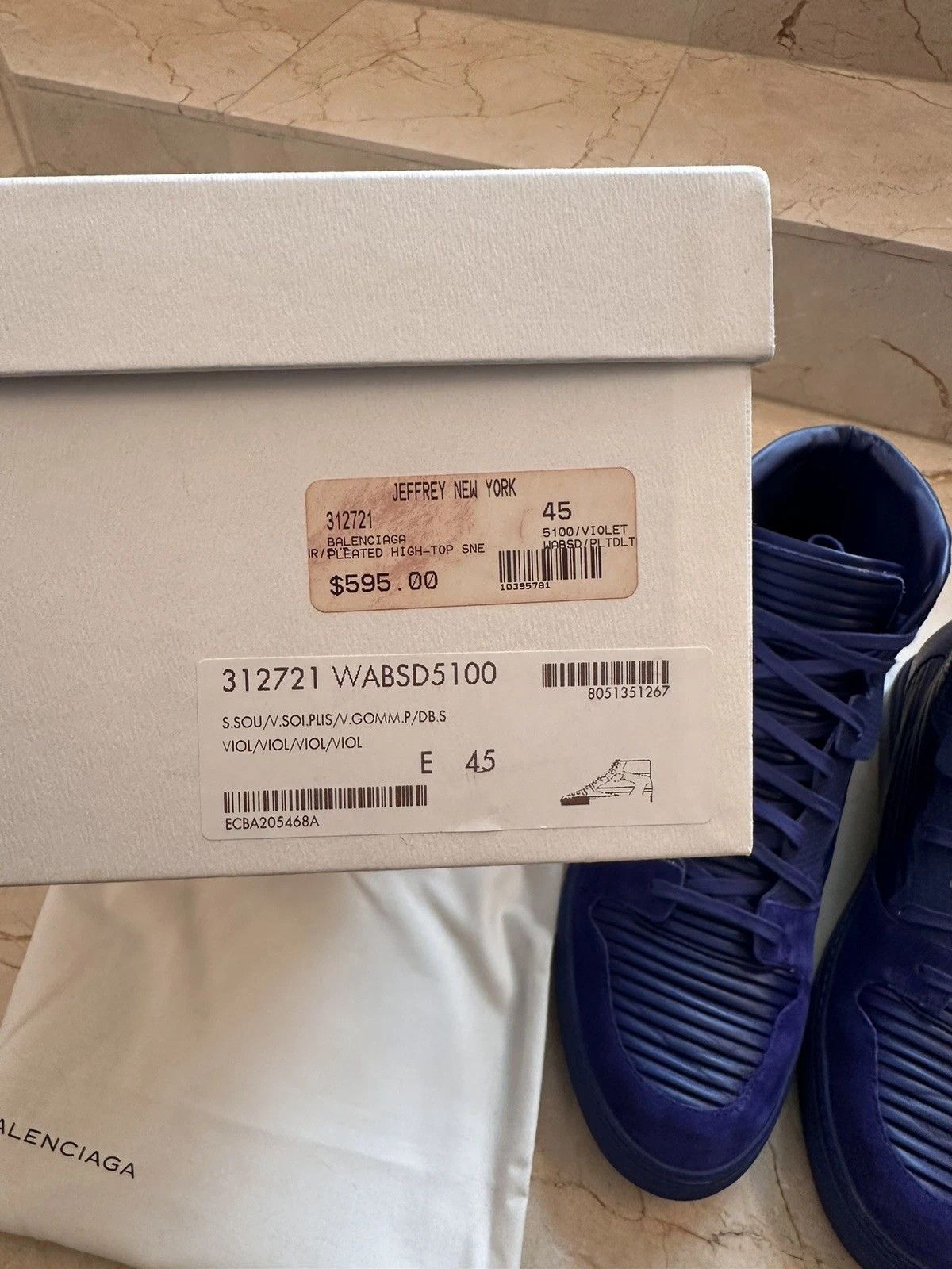 Balenciaga Balenciaga Men's Blue Violet Pleated High Top 45 US12 Size US 12 / EU 45 - 11 Thumbnail