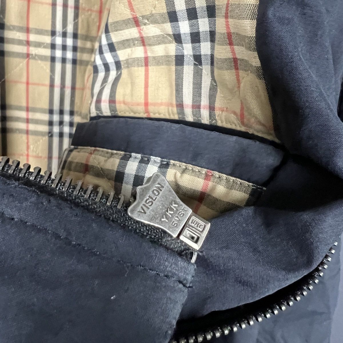 Vintage Burberry's Black Bomber Jacket w/ Check mens size M