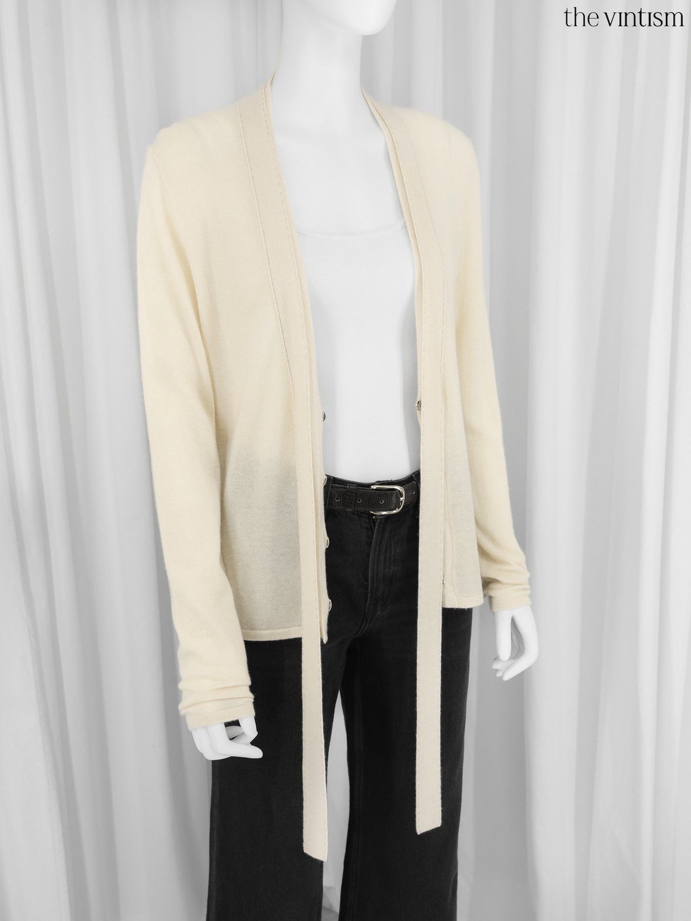 Escada Escada Ecru Ivory Pure Cashmere Knit Cardigan Sweater Size S / US 4 / IT 40 - 2 Thumbnail