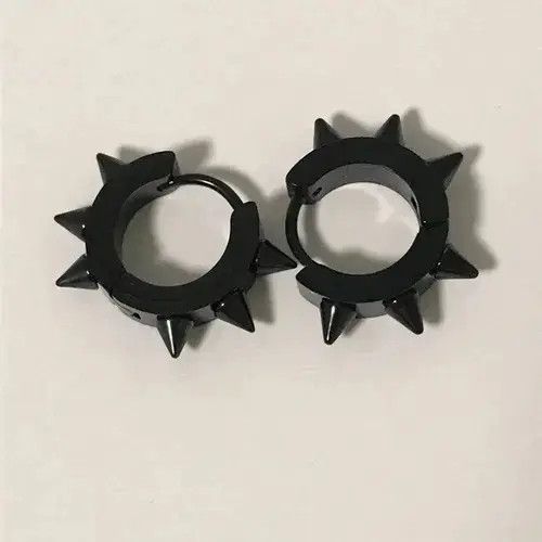 Hypebeast × Jewelry × Sterling Silver Black Spike Earrings Gothic Punk Chrome Jewelry Star Stud Size ONE SIZE - 1 Thumbnail
