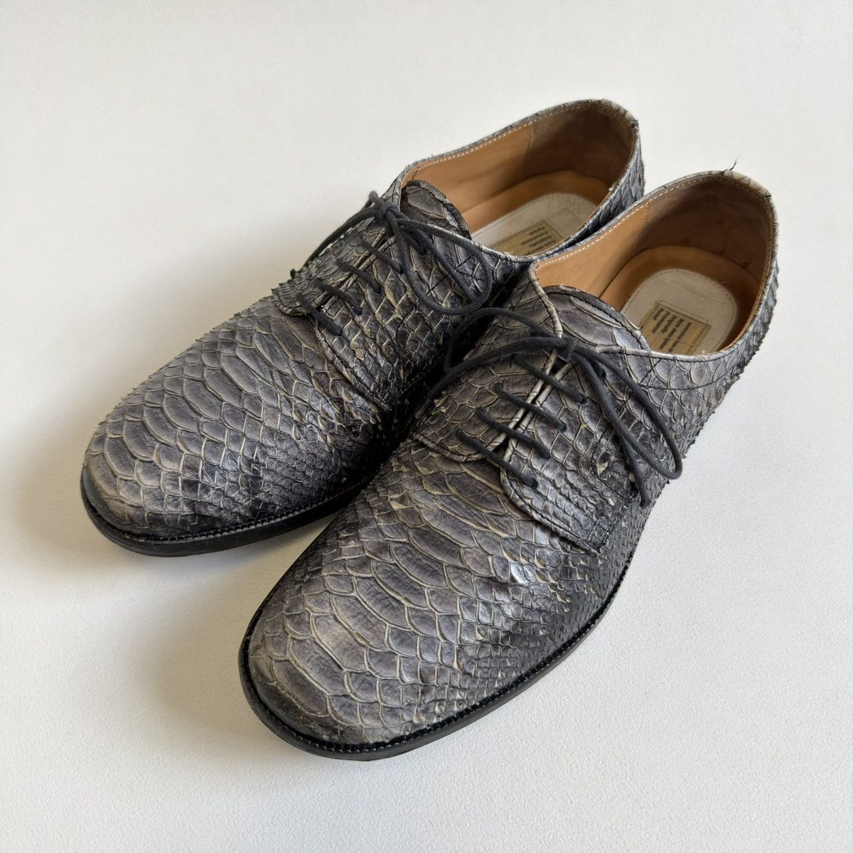 Maison Margiela Gray Snakeskin Lace Up Leather Shoes Size US 7 / IT 37 - 6 Thumbnail