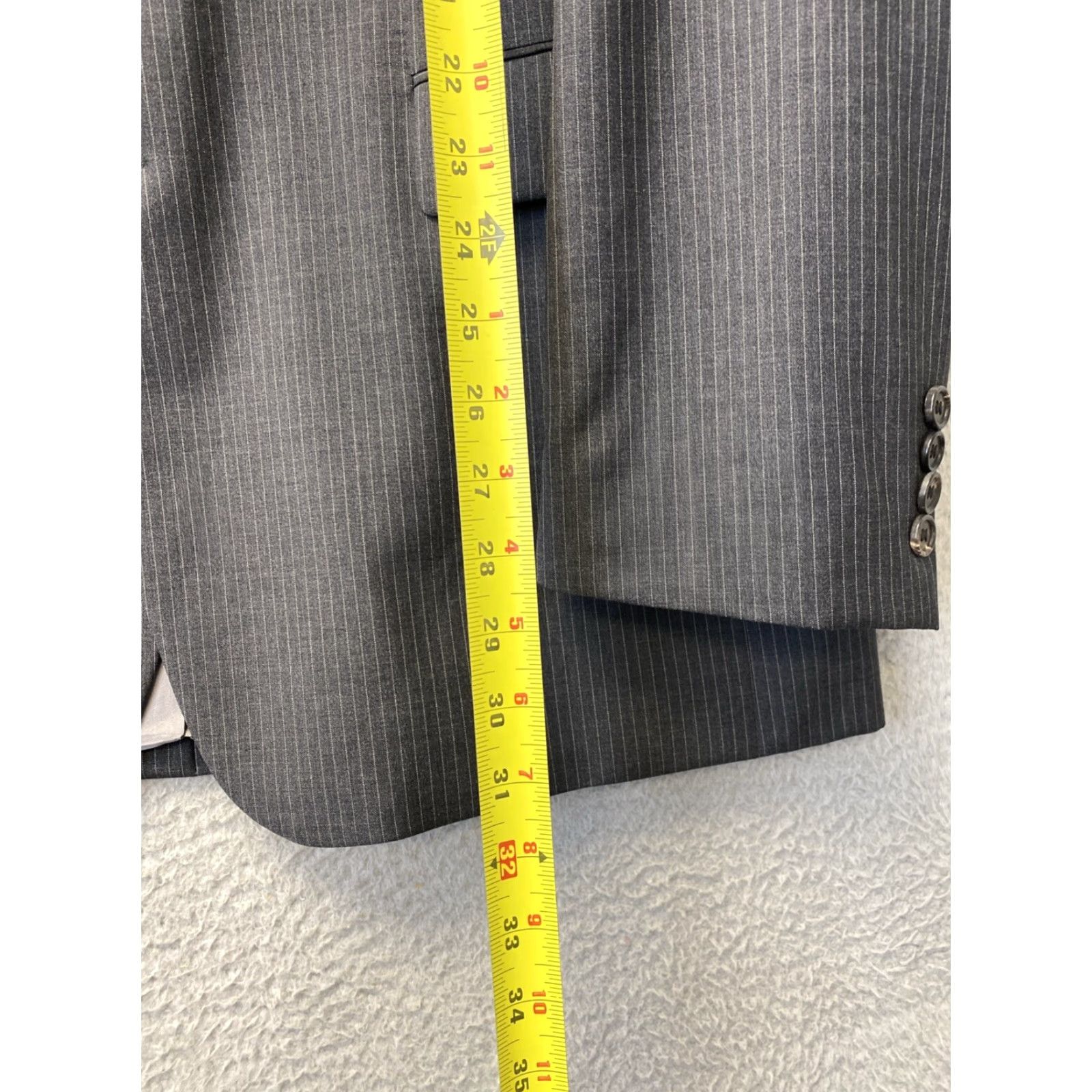 Hugo Boss HUGO BOSS Gray Striped Slim Fit Blazer Jacket 42L Regular Tuxedo Sports Coat Mens Size 42L - 4 Thumbnail