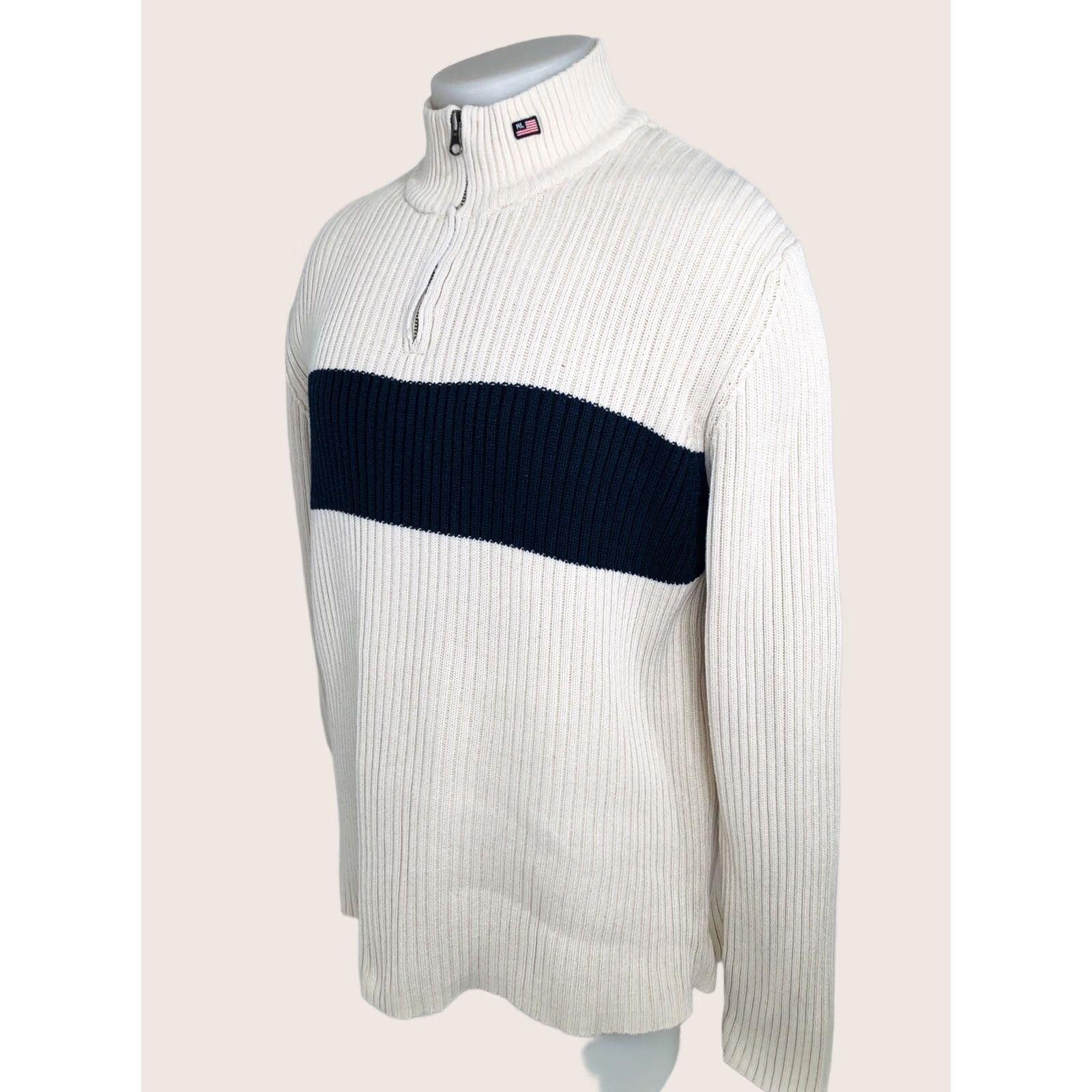 Polo Ralph Lauren RALPH LAUREN / POLO JEANS Embroidered FLAG Vtg. Ribbed L/XL Sweater - EXCELLENT Size US L / EU 52-54 / 3 - 1 Thumbnail