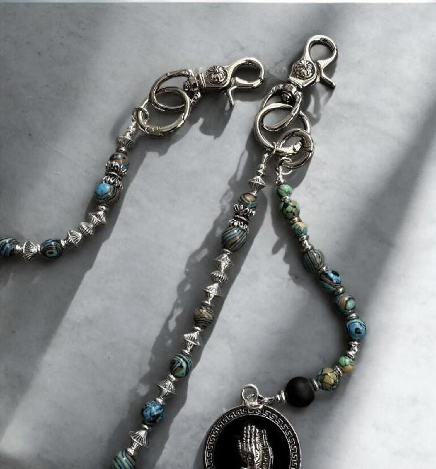 Jewelry Turquoise Black Silver Wallet Chain Size ONE SIZE - 4 Thumbnail