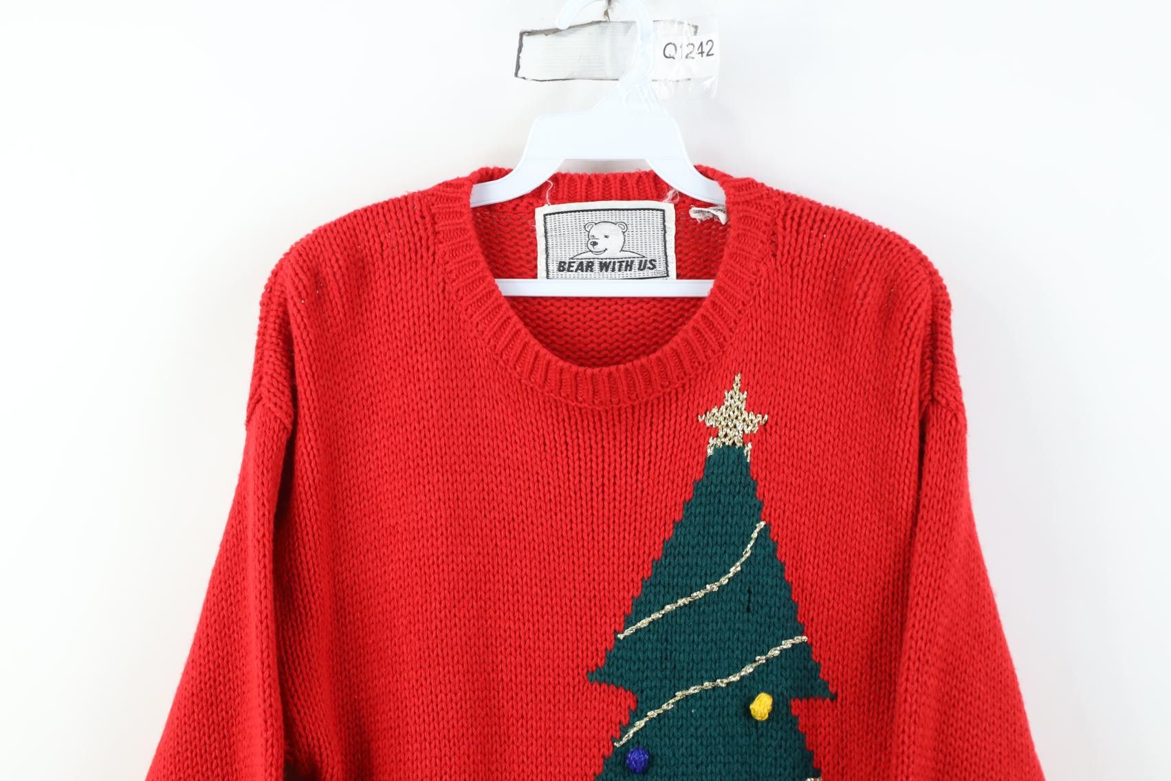 Vintage Vintage 90s Streetwear Christmas Bear Knit Sweater Red Size S / US 4 / IT 40 - 2 Thumbnail
