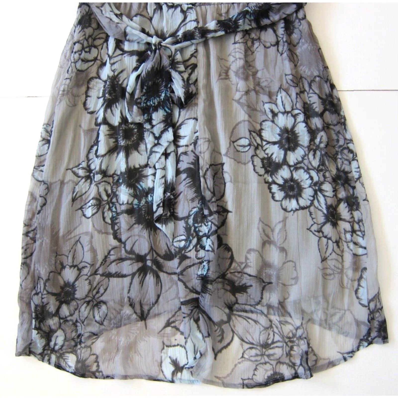 Vintage Motherhood Maternity Grey Blue Floral Empire Sheath A-Line Jumper Tank Dress S Size S / US 4 / IT 40 - 7 Thumbnail