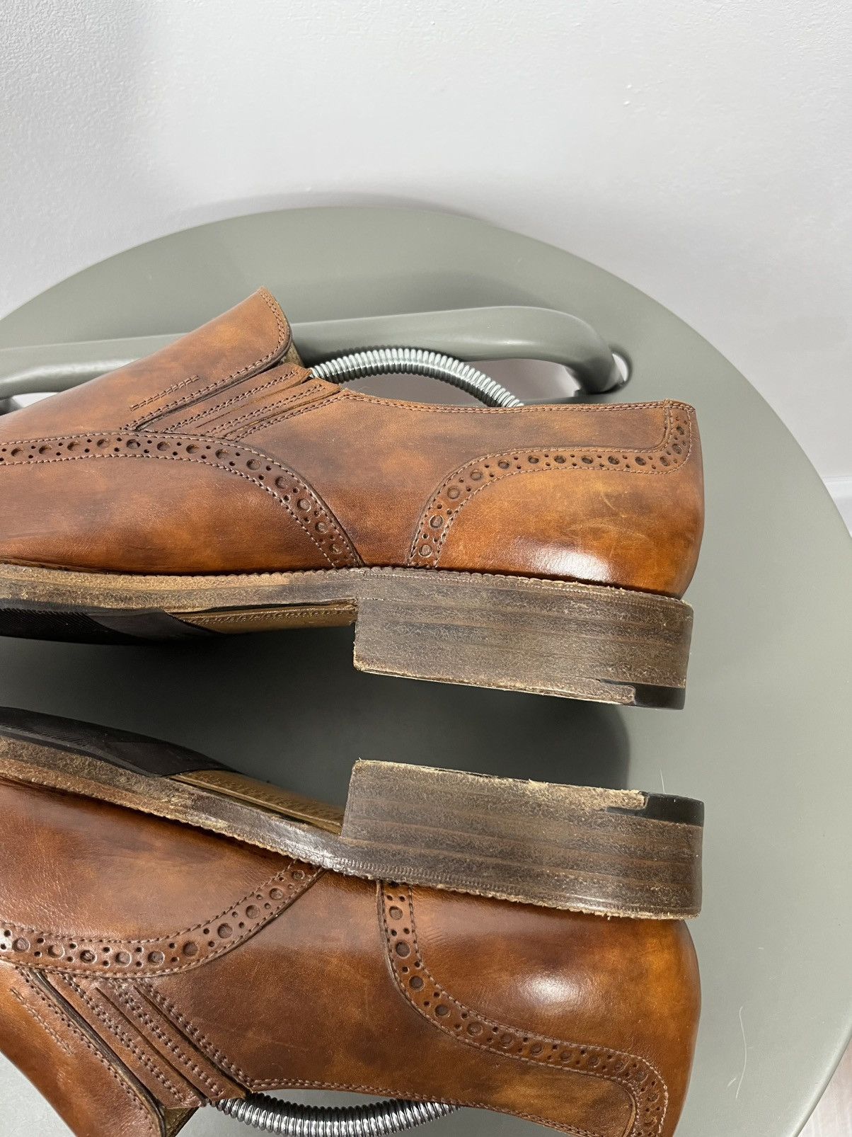 Gravati Gravati Brown Leather Brogue Slip On Dress Shoes US 7 EU 40 Size US 7 / EU 40 - 10 Thumbnail