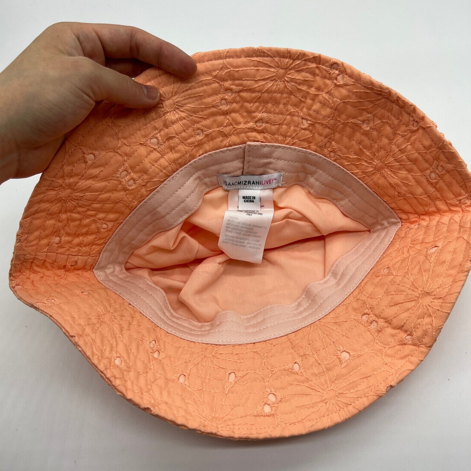 Other Isaac Mizrahi Live! Eyelet Bucket Hat Peach, One Size Size ONE SIZE - 4 Thumbnail