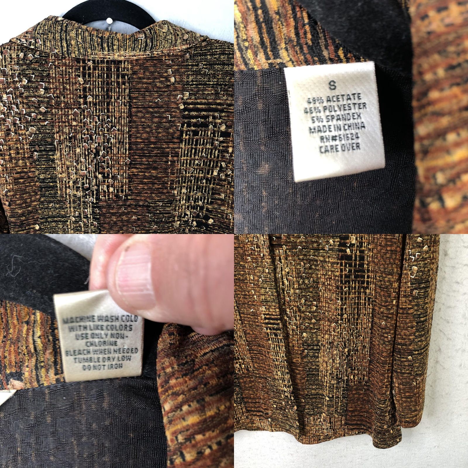 Laura Ashley VINTAGE Laura Ashley Jacket Womens Small Brown Abstract Textured Knit One Button Blazer Size S / US 4 / IT 40 - 8 Thumbnail