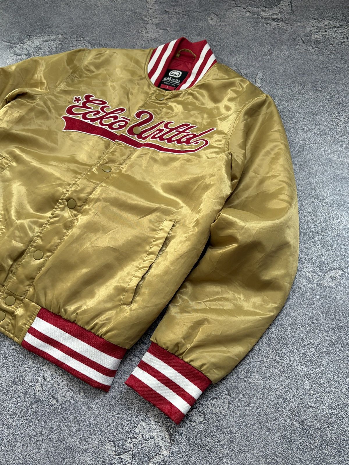 Ecko Unltd. Ecko Unltd Big Logo Varsity Bomber Jacket Gold Rap Y2K S Size US S / EU 44-46 / 1 - 5 Thumbnail