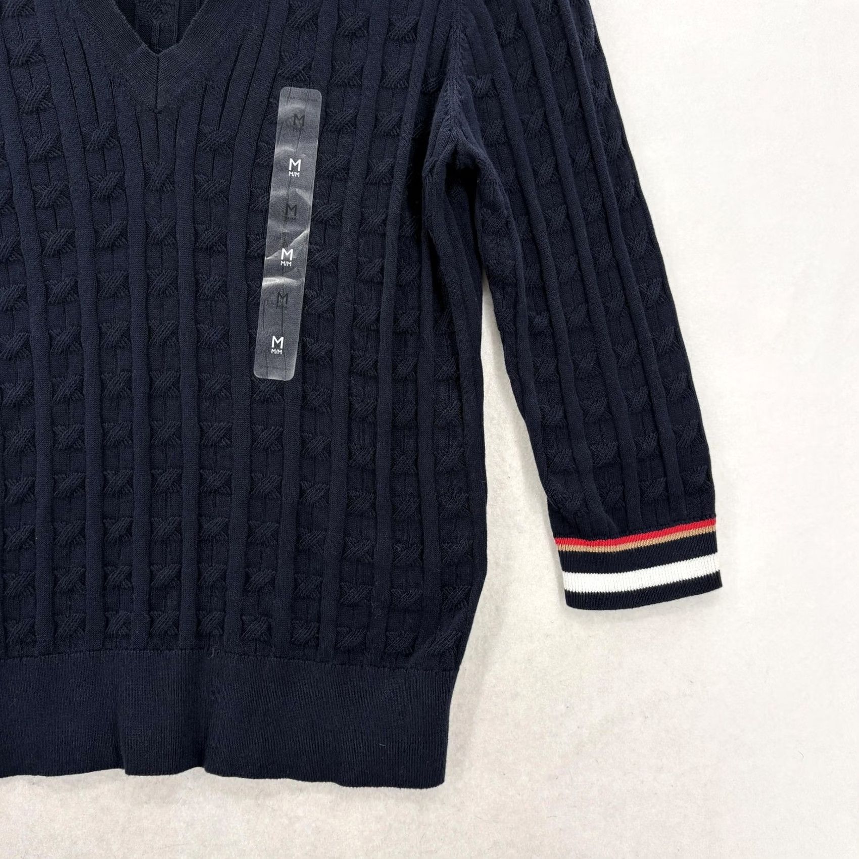 Tommy Hilfiger Tommy Hilfiger WW Johnny Sweater Womens M Blue Cable Knit V Neck 3/4 Sleeve NWT Size M / US 6-8 / IT 42-44 - 3 Thumbnail