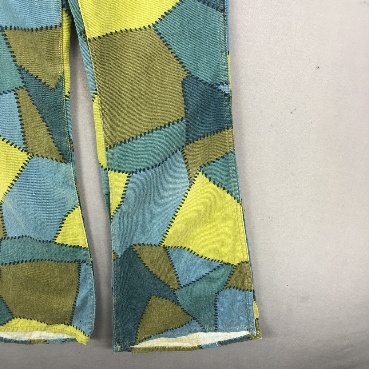 Kapital Vintage 1970s Edwin Patchwork AOP Bell Bottom Pants Size US 28 / EU 44 - 3 Thumbnail